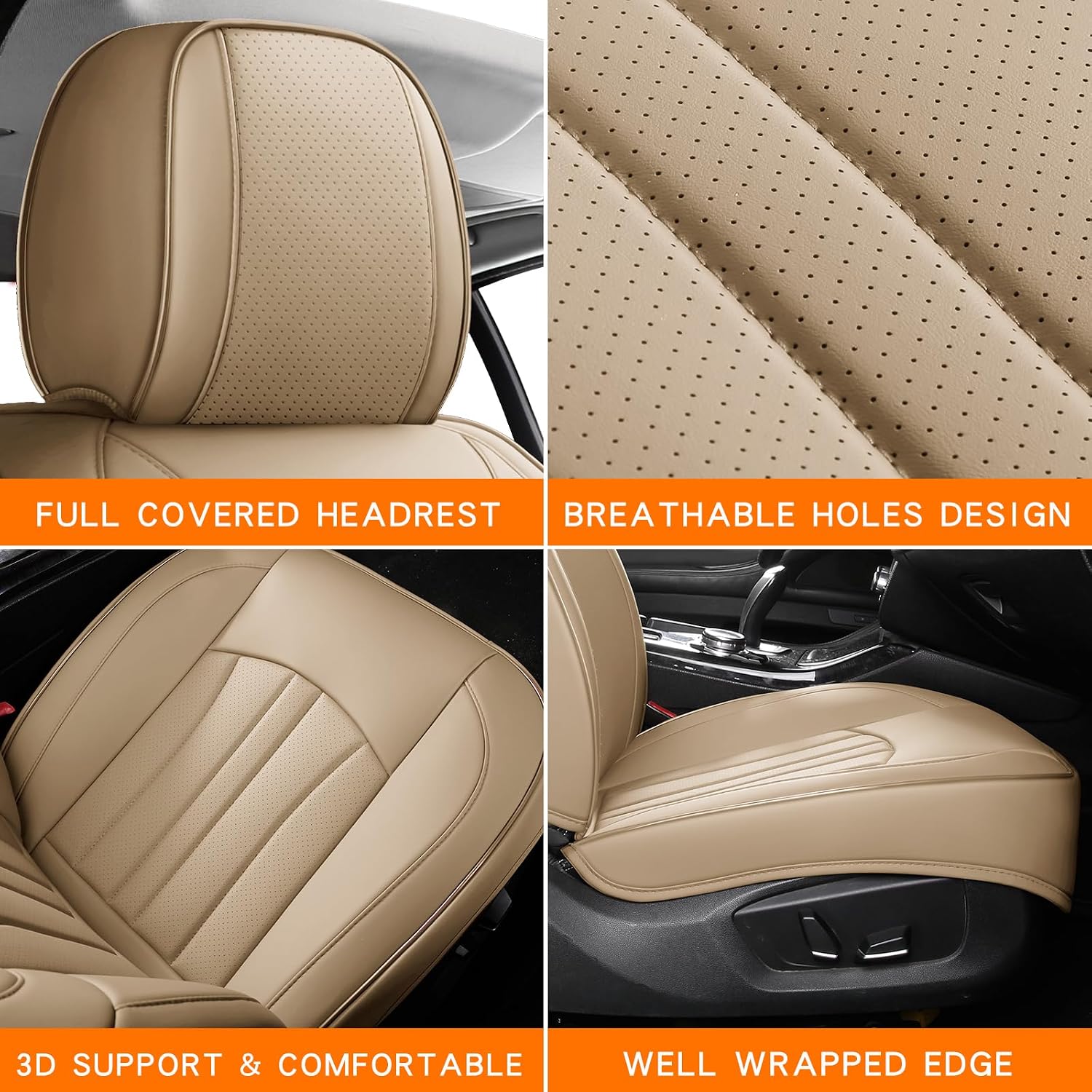 Thumbnail 4 de MINGBRON Car Seat Covers: Front Waterproof Protector in Beige (Fits Most Cars)