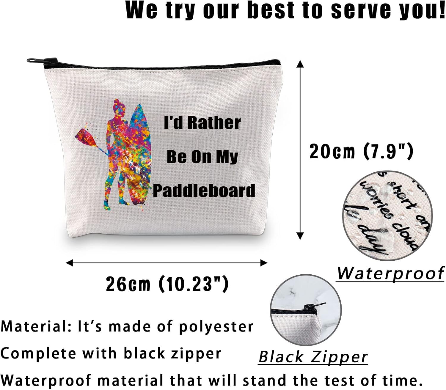 Thumbnail 1 de Funny Paddle Board Cosmetic Bag – I'd Rather Be On My Paddleboard Makeup Zipper Bag