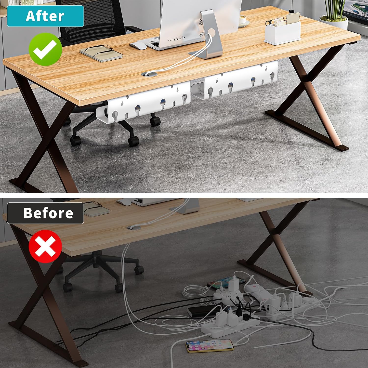 Thumbnail 6 de StowBin Desk Cable Tidy Tray (2-Pack) stainless steel cable organiser for under-desk or wall mounting