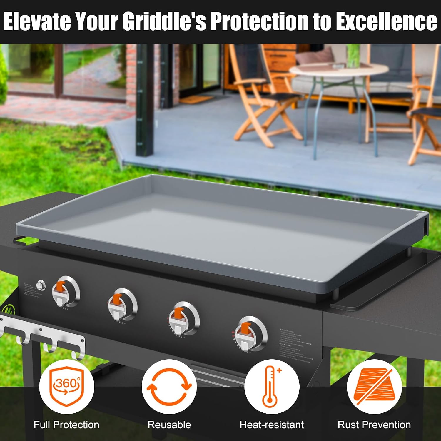 Thumbnail 3 de BESSIO KLDG 36-Inch Silicone Griddle Mat Cover for Blackstone, Gray