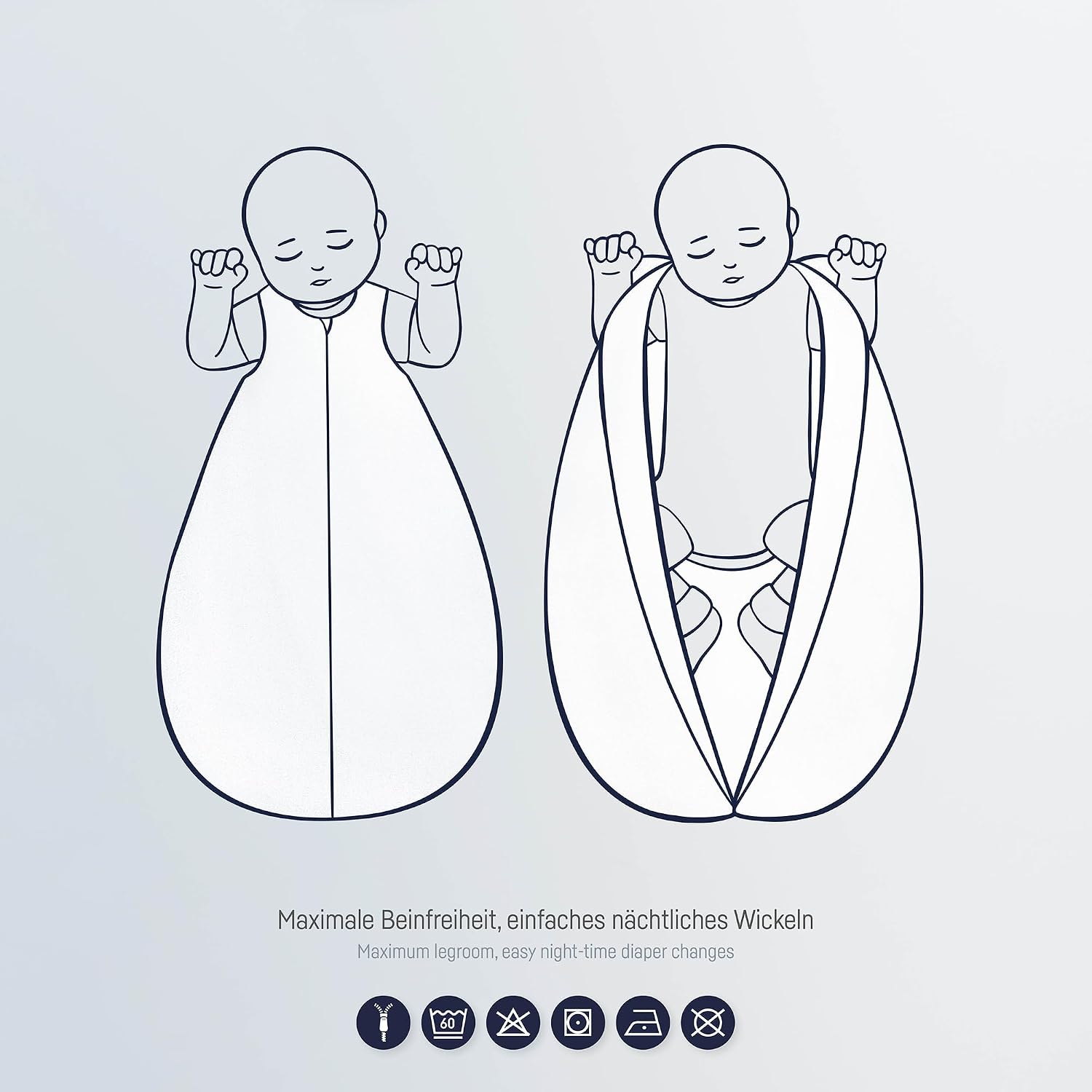 Detalle de Julius Zöllner Baby Sommerschlafsack aus 100% Jersey Baumwolle, Größe 56 – OEKO-TEX Standard 100, Twiggy