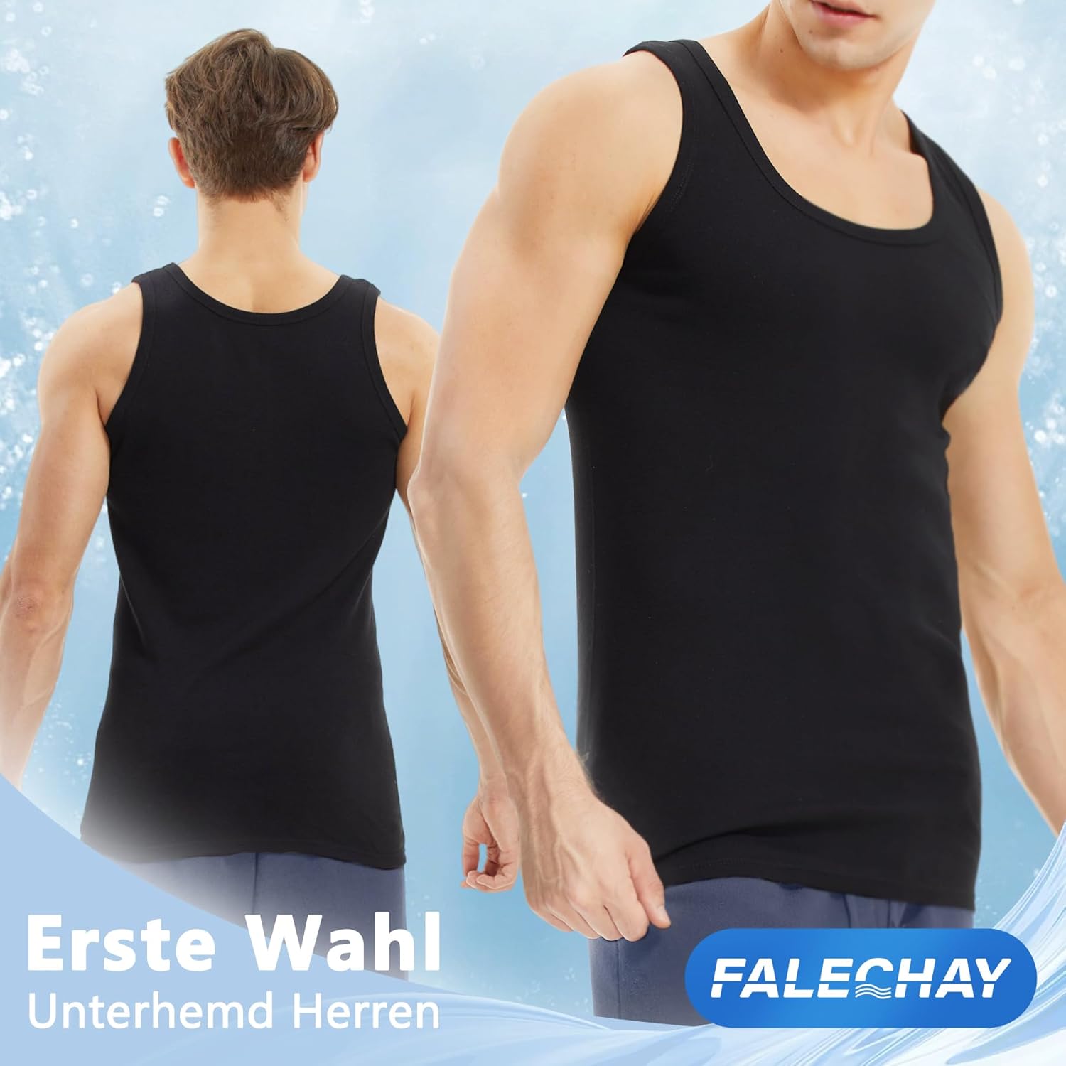 Thumbnail 1 de Falechay canottiera uomo pacco da 5 in cotone elasticizzato, traspirante per sport e uso quotidiano