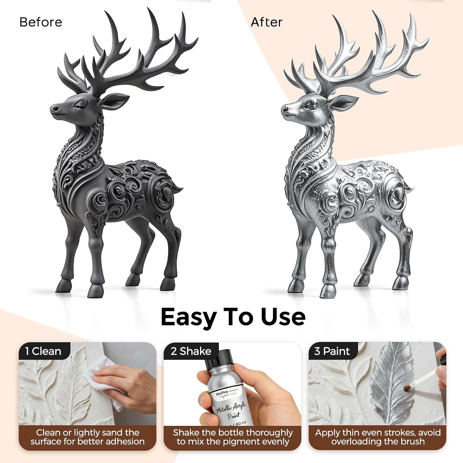 Thumbnail 6 de Nicpro Silver Acrylic Paint, 60ml