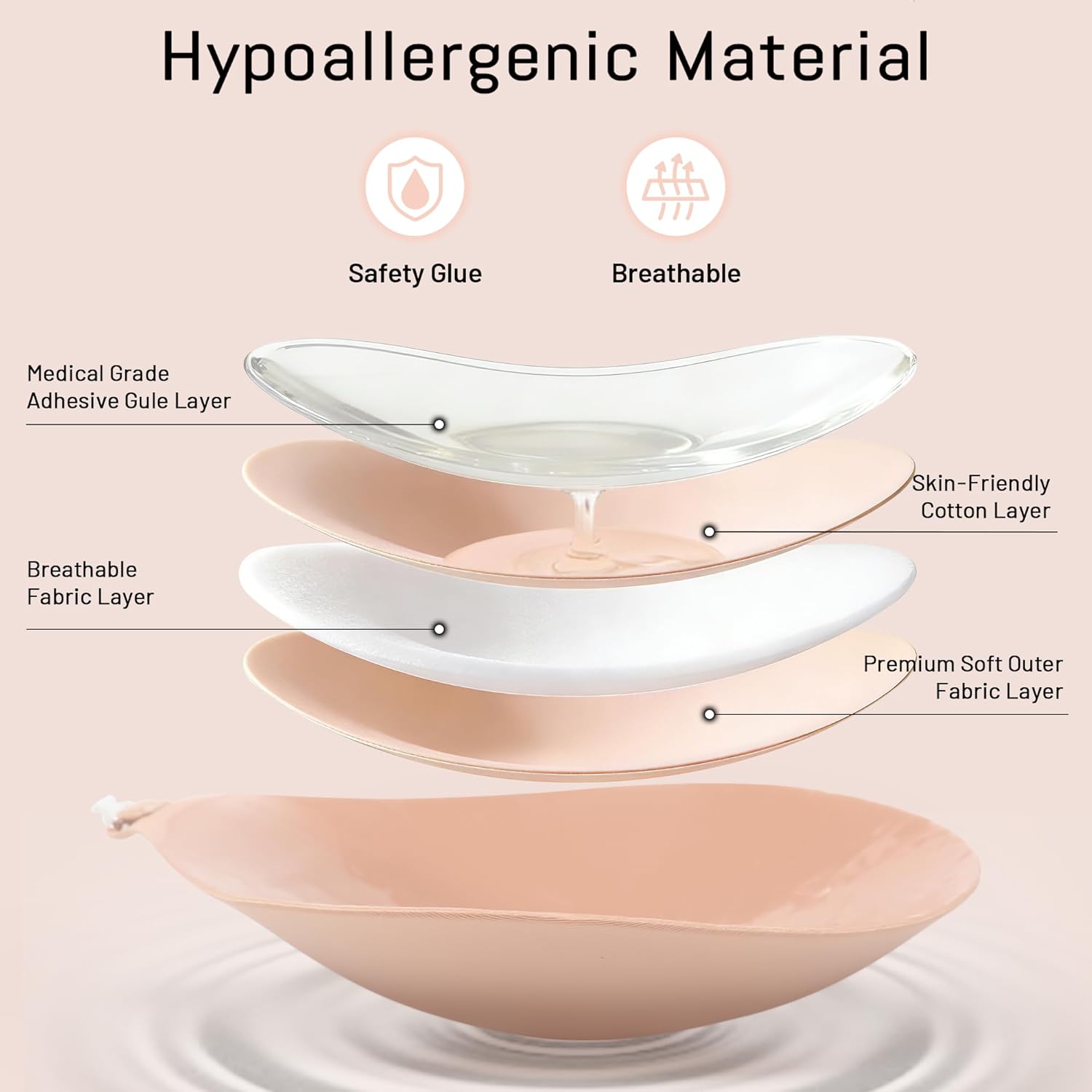 Thumbnail 4 de GKHWON Sticky Push Up Strapless Adhesive Bra (Invisible Silicon, Nipple Cover) for Backless & Summer Dresses