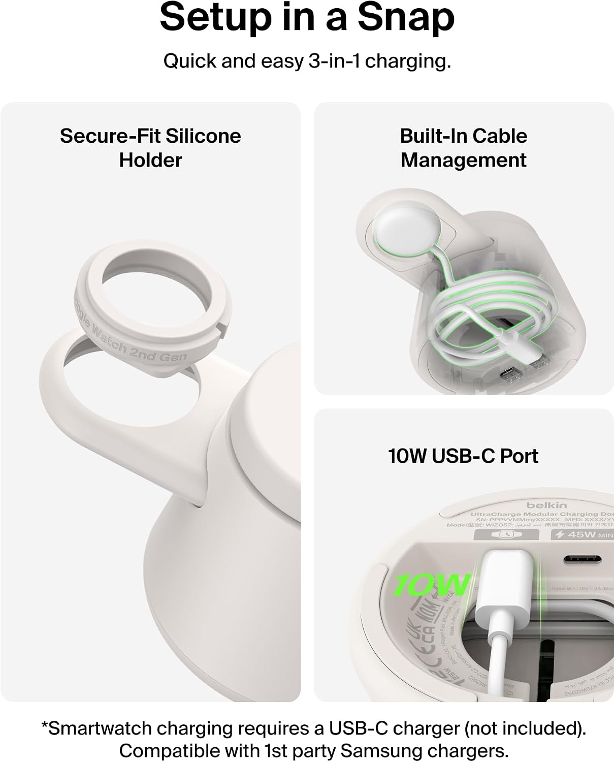 Detalle de Belkin BBB014-SA Qi2.2 25W 3-in-1 Magnetic Charging Station