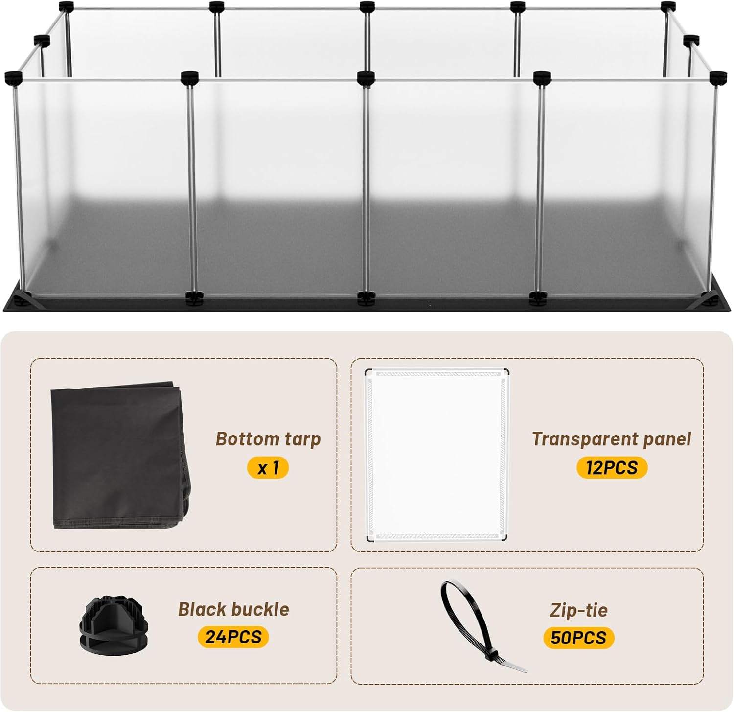 Thumbnail 6 de Aystkniet Guinea Pig Cage with Waterproof Bottom (122cm x 60cm x 40cm) – Semi-Transparent Playpen for Indoor/Outdoor