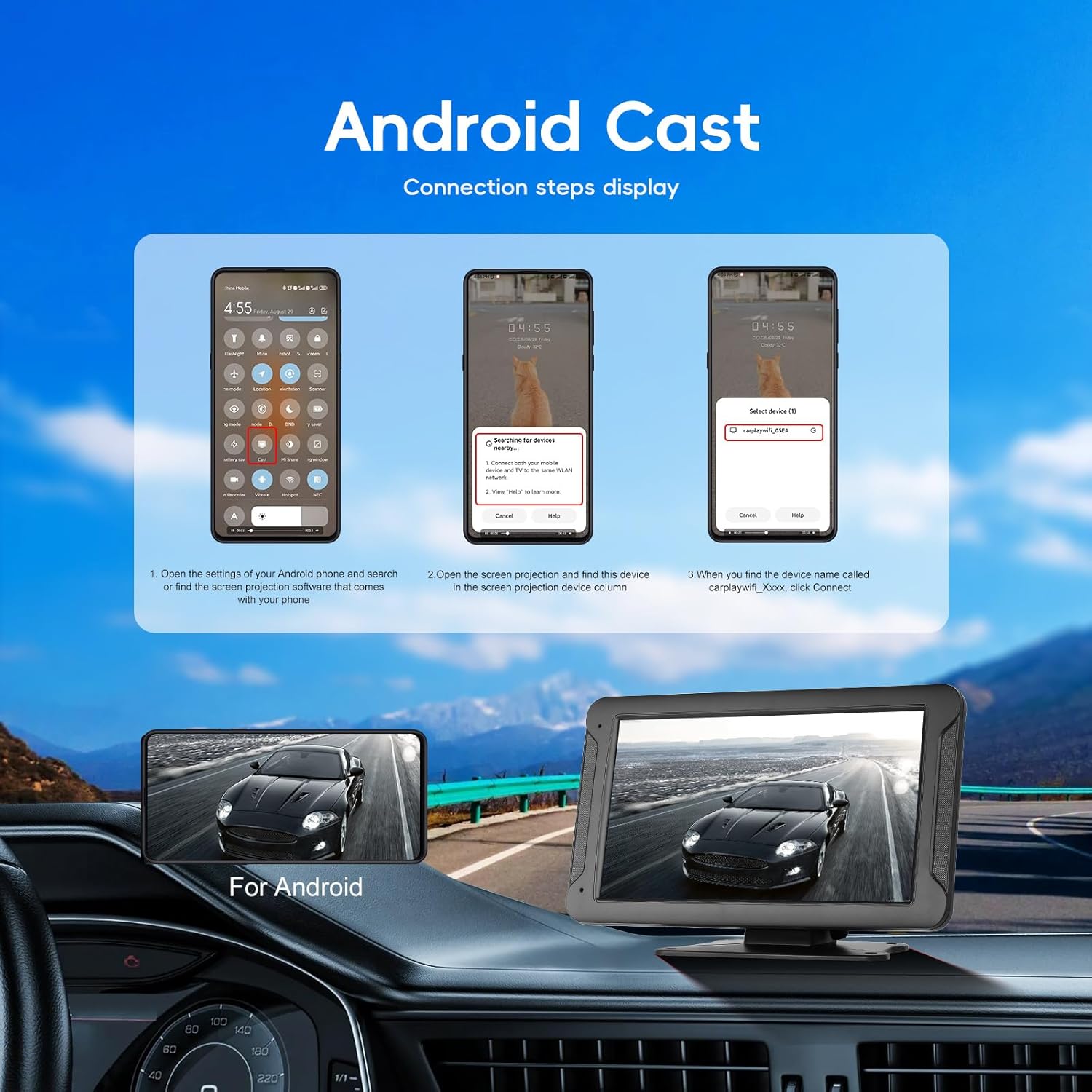 Thumbnail 6 de Portable Wireless CarPlay Screen with Backup Camera for UK Vehicles – 7" HD IPS Touch Display