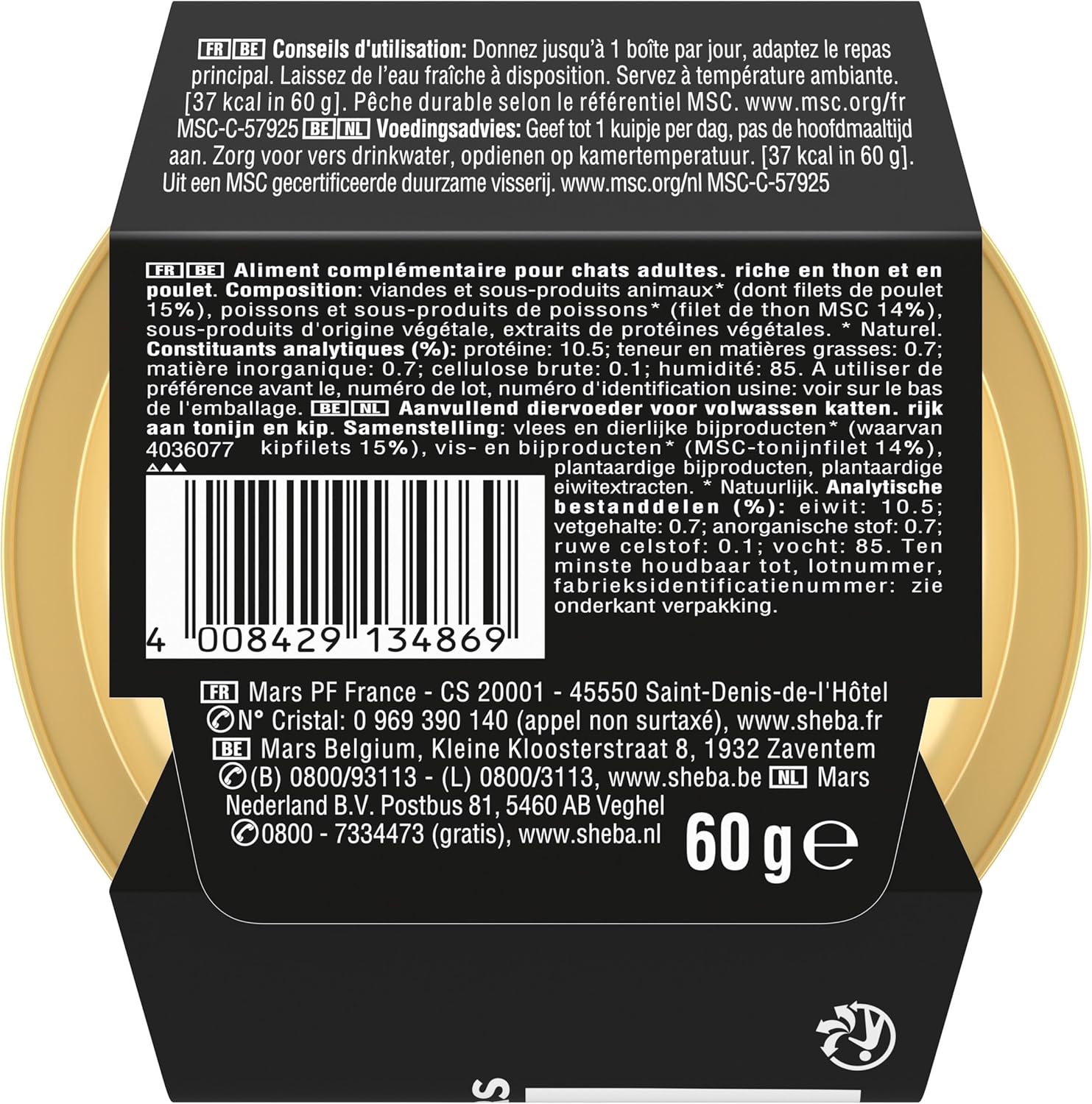 Detalle de SHEBA Filets pour Chat Adulte au Poulet et au Thon en Sauce – 32 barquettes de 60 g