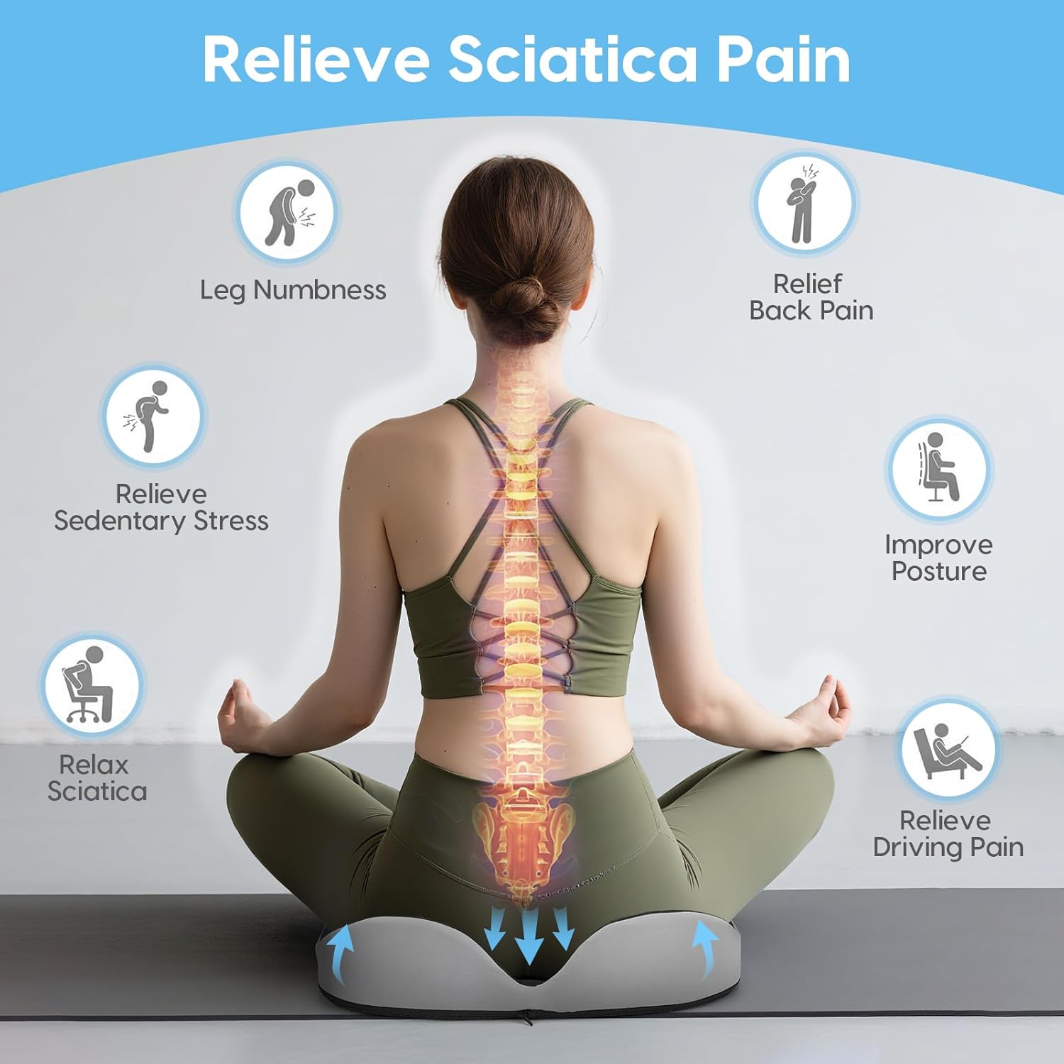 Thumbnail 1 de DmTown Orthopädisches Sitzkissen für Steißbein & Hämorrhoiden (Memory Foam, große Ausführung)