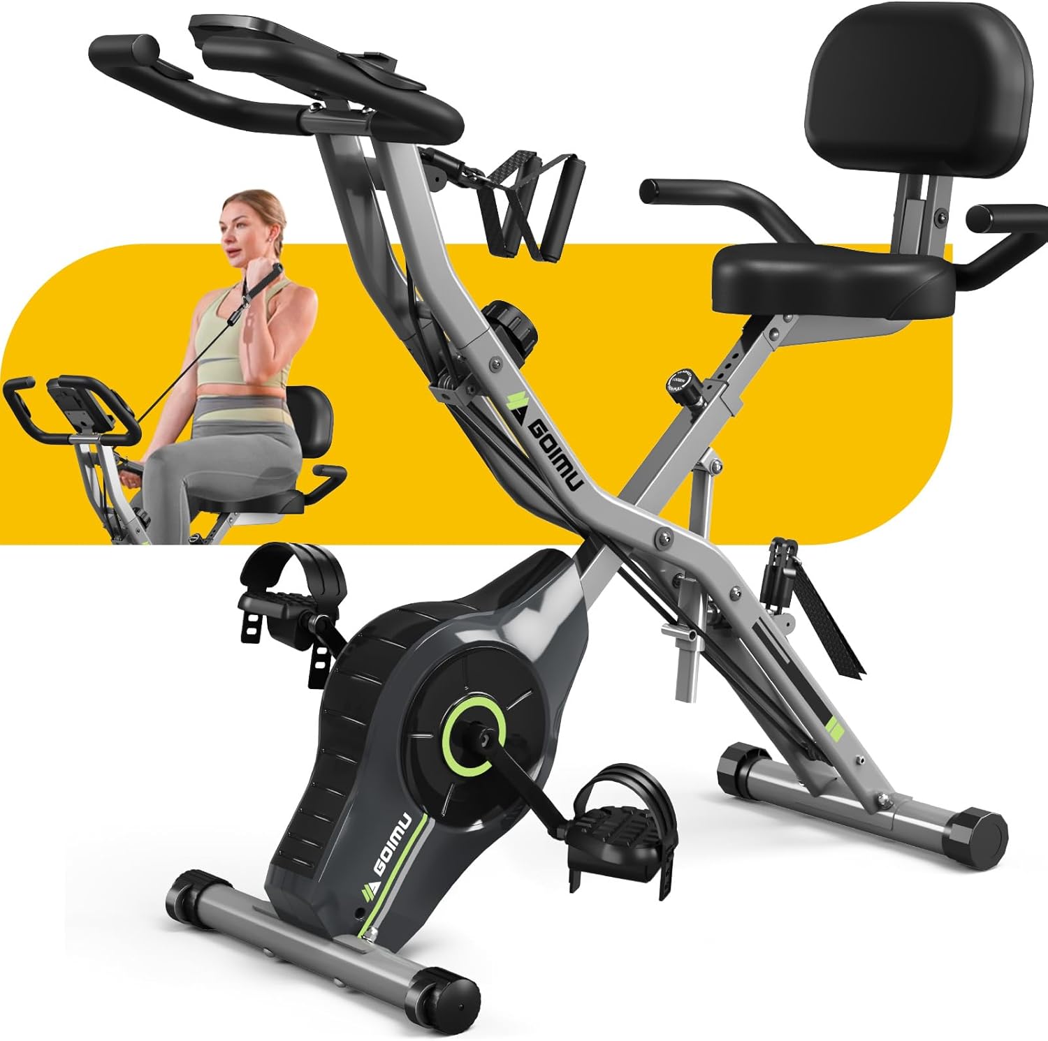 Detalle de Goimu G0605 5-in-1 Foldable Exercise Bike, 16-Level Magnetic Resistance