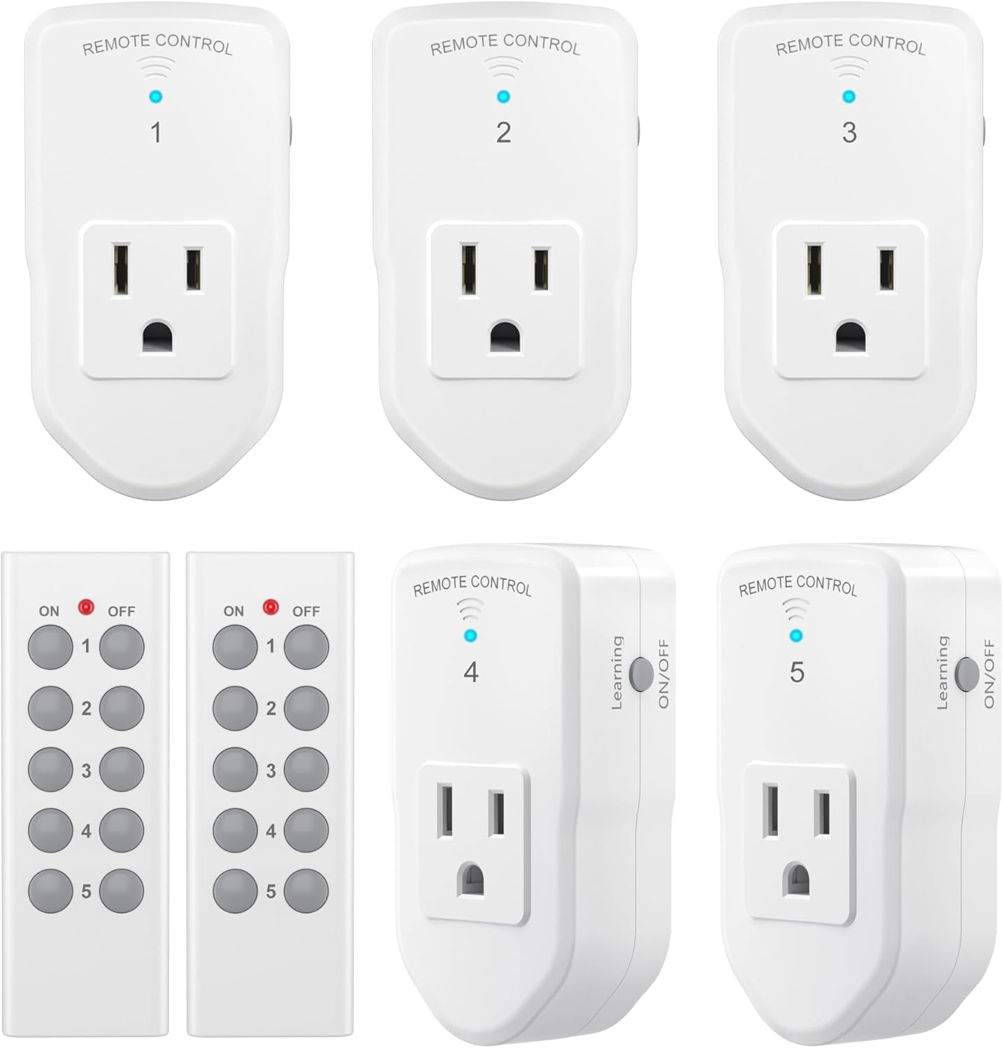 Detalle de BN-LINK ES1513-5-2 Wireless Remote Outlet Kit, 5 Outlets, 2 Remotes