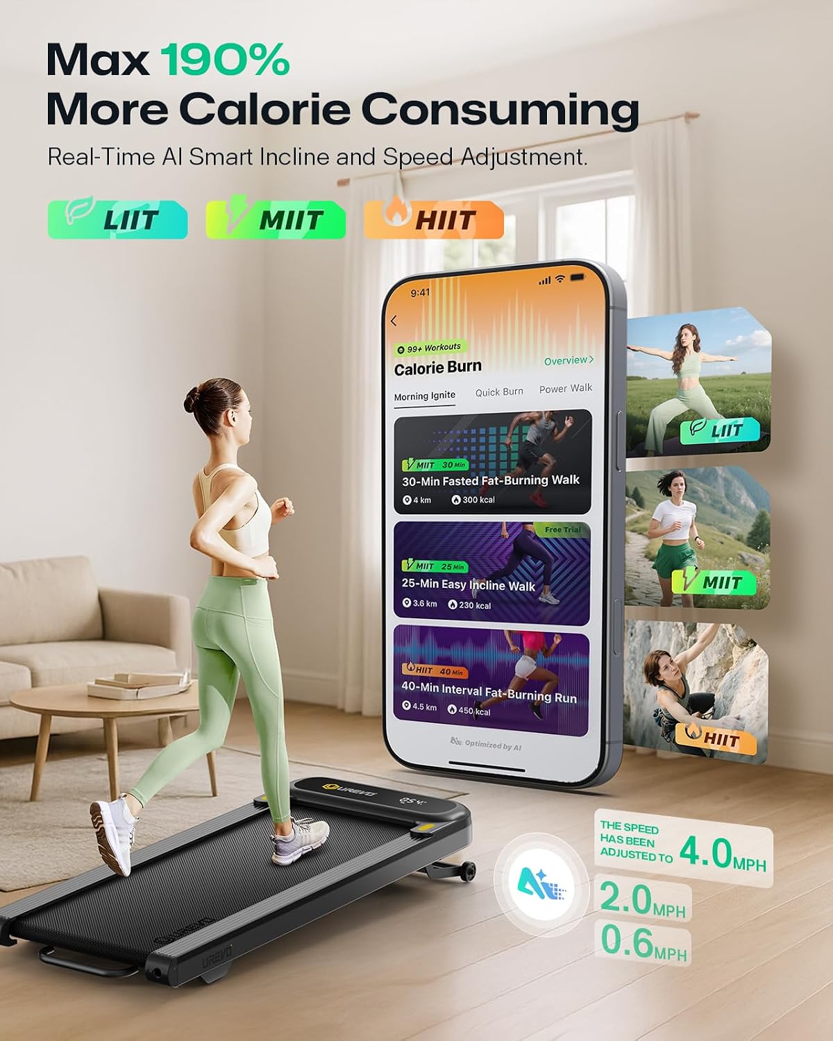 Detalle 2 de UREVO Smart Walking Pad 2,5 PS Laufband