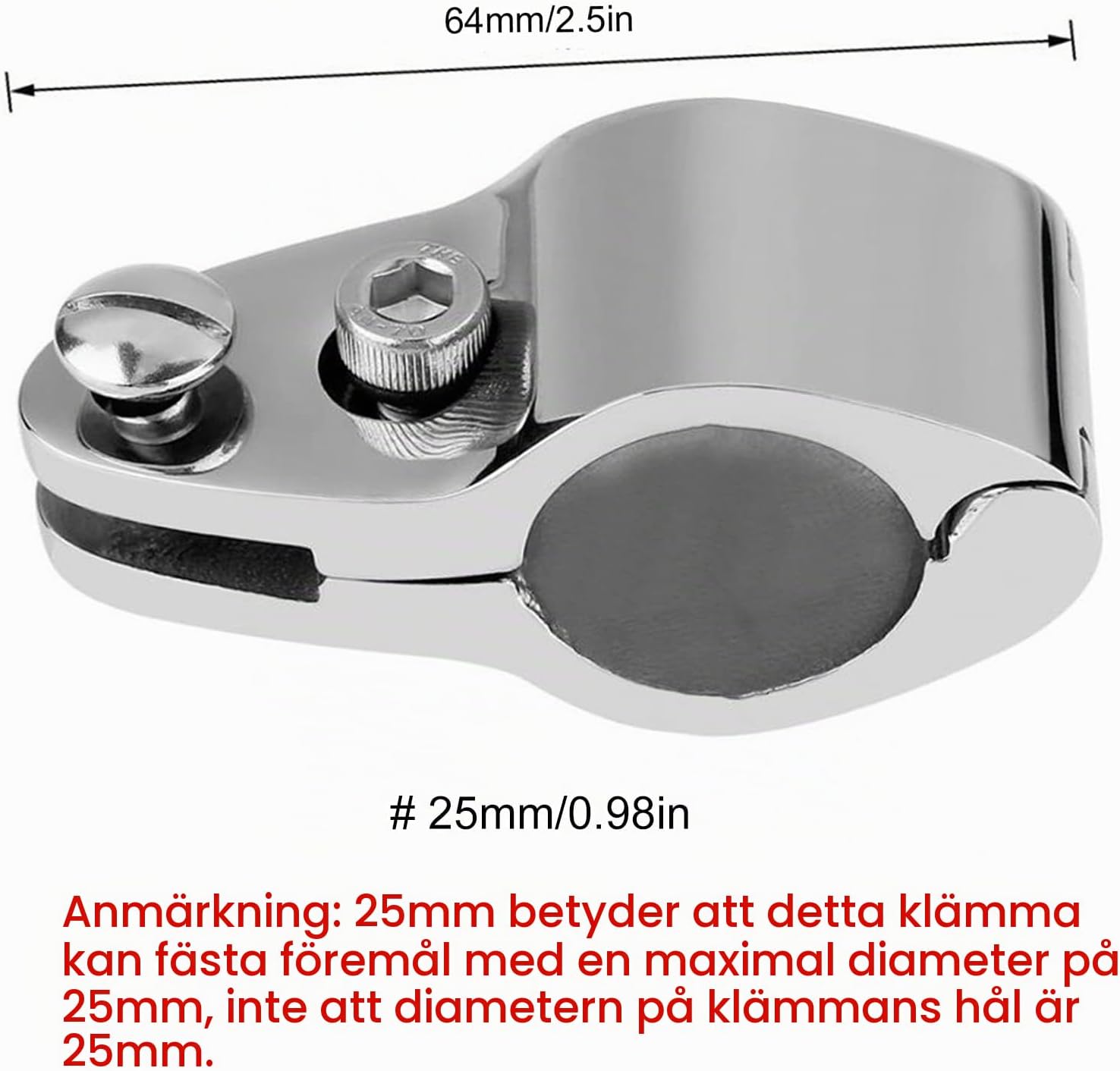 Detalle de EBTOOLS 25 mm käftslide för bimini i 316 rostfritt stål, 2-pack