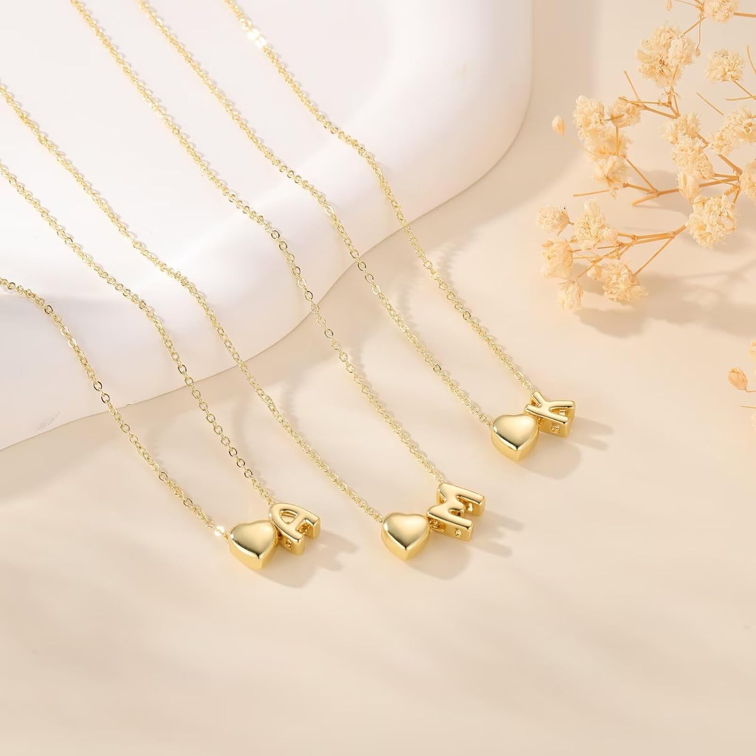 Thumbnail 6 de TINGN Collier femme en or plaqué 14 carats avec lettre initiale en cœur – chaîne 40 cm + extension