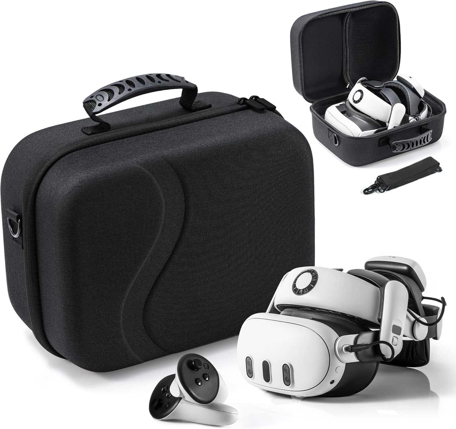 Detalle de DEVASO große Tasche für Meta Quest 3 – Hartschalen-Reisetasche für Elite Strap, Controller und Zubehör