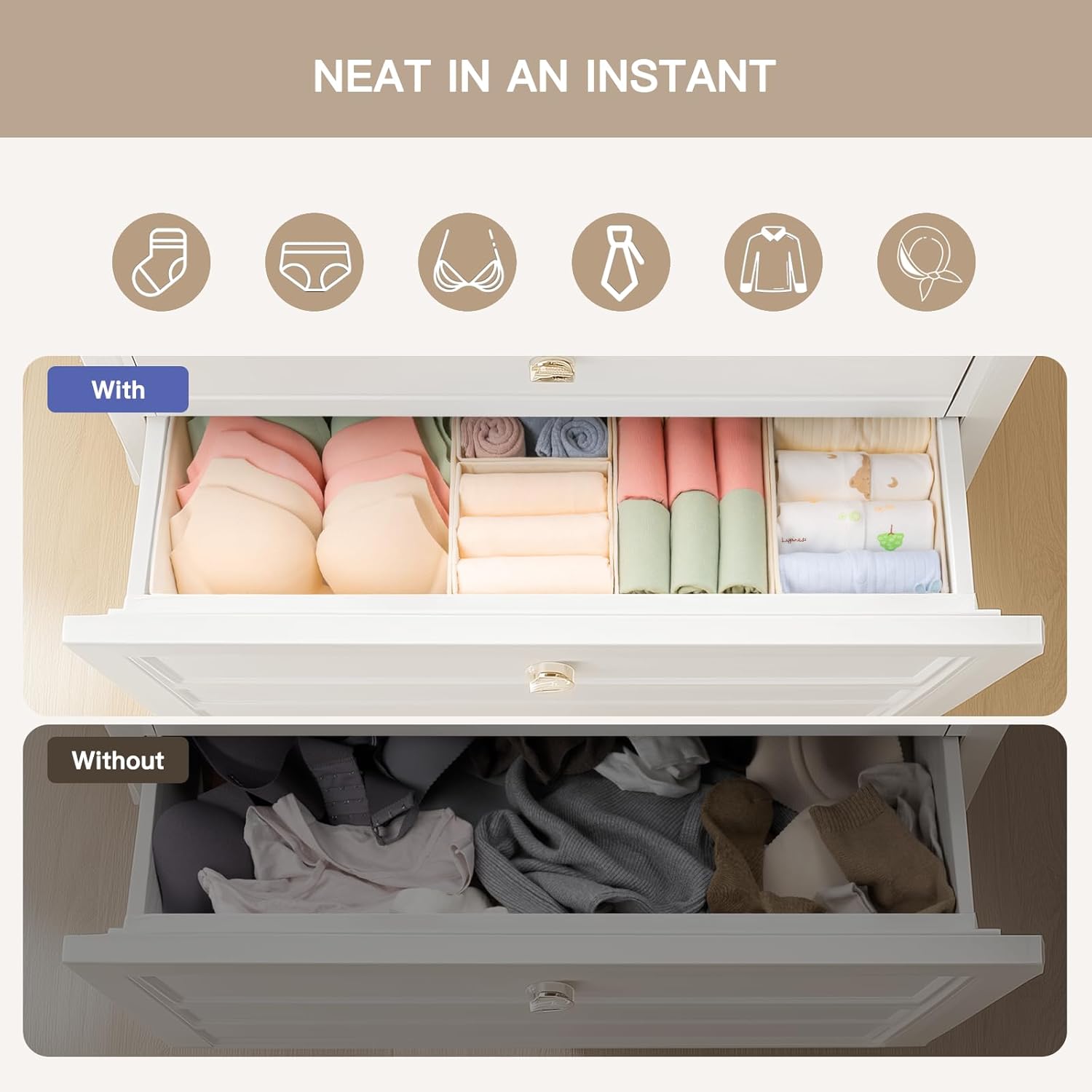 Detalle de Criusia Drawer Organizer 21-pack for Clothes