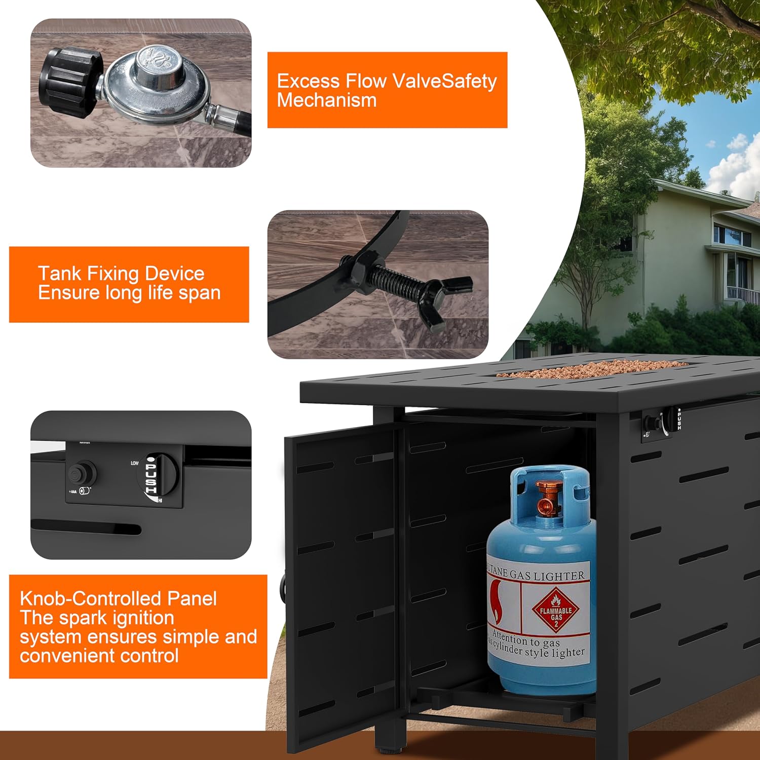Thumbnail 5 de Outdoor Propane Fire Pit Table 43-Inch