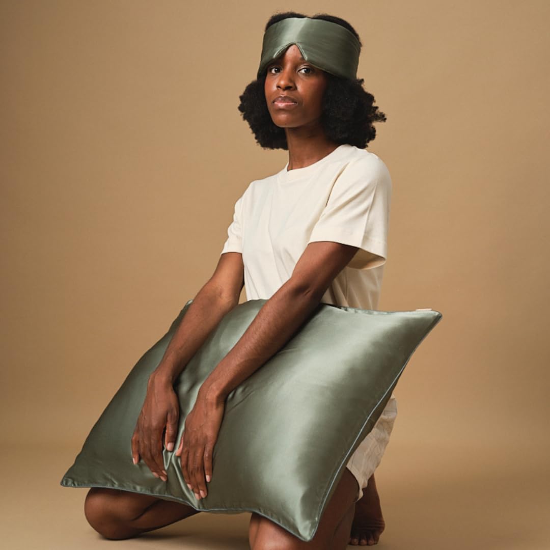 Thumbnail 1 de Emily's Pillow – Masque de Nuit Bandeau en Pure Soie de Mûrier Biologique (19 Momme, 70 cm, Vert Sauge)