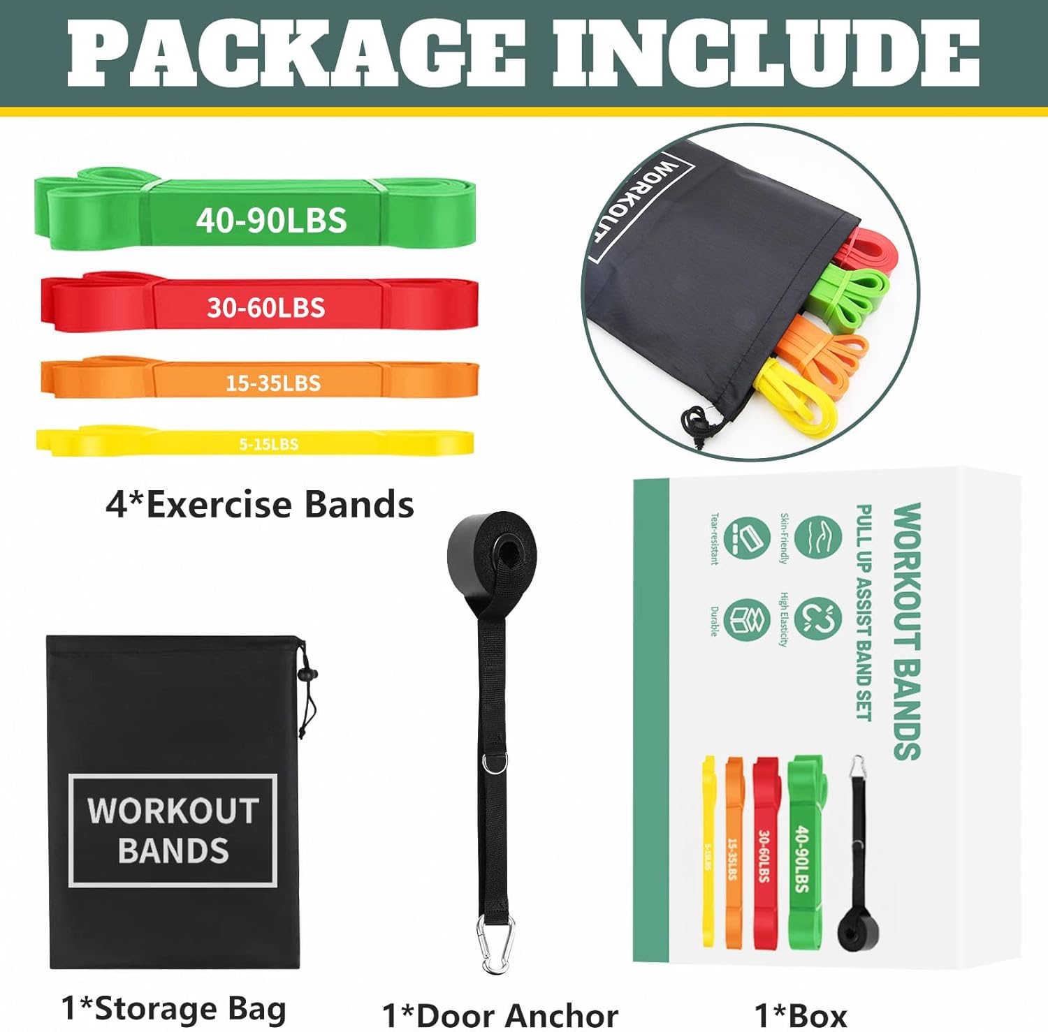 Thumbnail 6 de Exercise Bands Resistance Bands set for home workouts 🏋️♀
