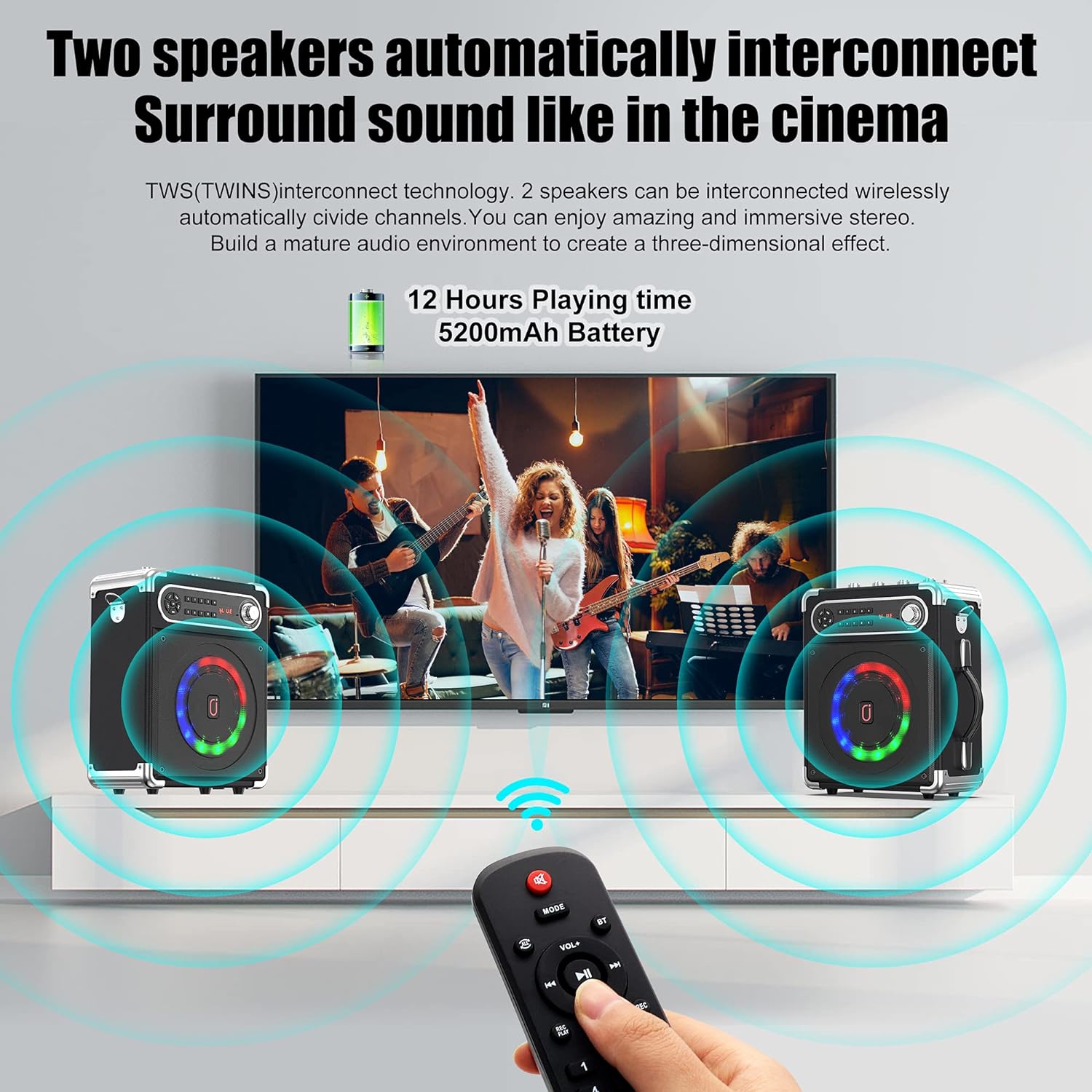 Detalle 2 de JAUYXIAN Portable PA Speaker with 5.25-Inch Subwoofer