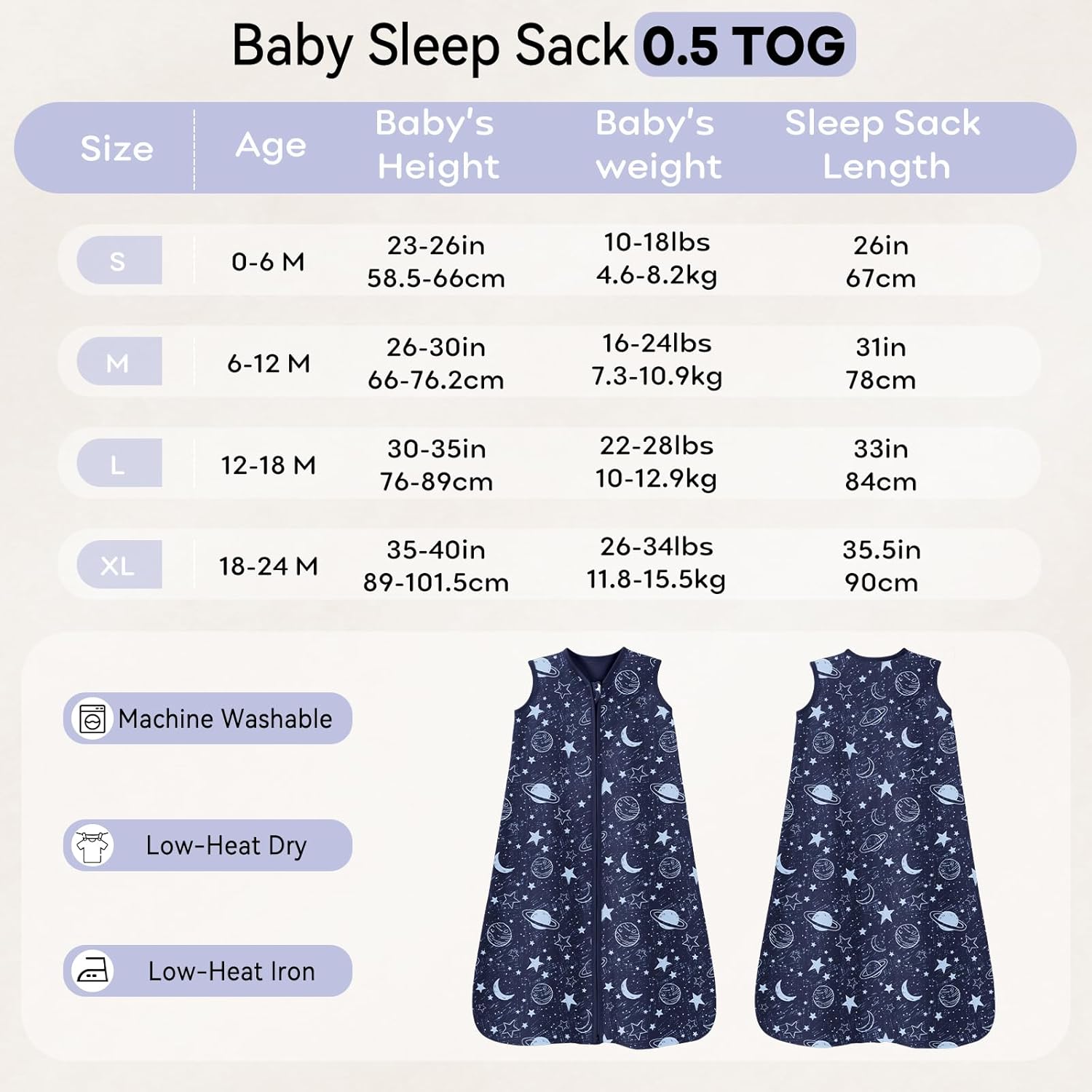 Thumbnail 5 de Unnivoll Baby Sleeping Bag 0.5 Tog 6-12 Months: Summer Sleep Sack in 100% Cotton