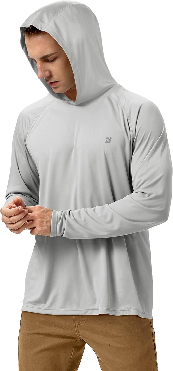 Detalle de Roadbox Men's Sun Protection Swim Hoodie Long Sleeve - Quick Dry, Lightweight UV Running Top