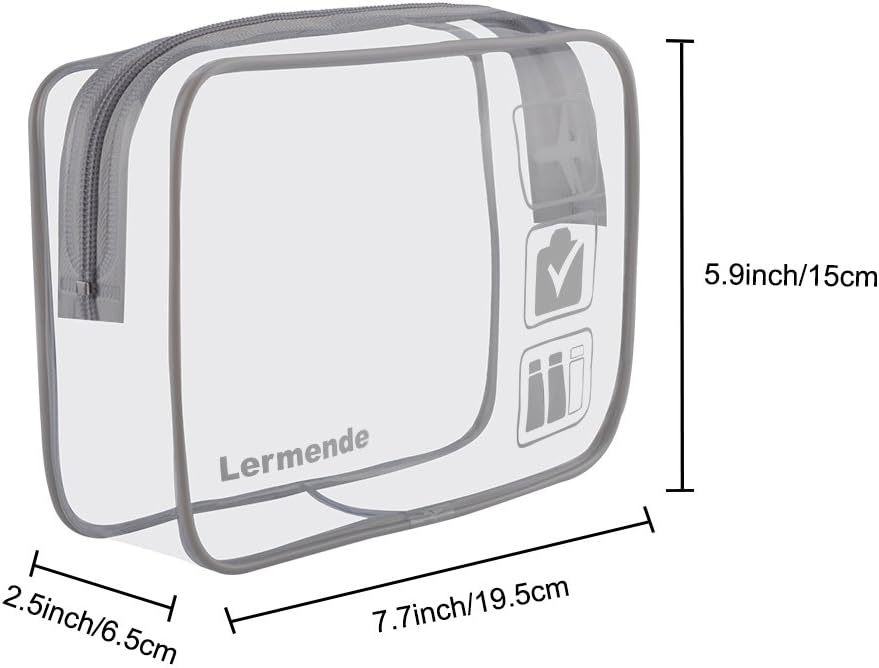 Thumbnail 3 de Lermende Lot de 2 Trousse de Toilette Transparentes TSA – Taille L, 3-1-1 – Gris