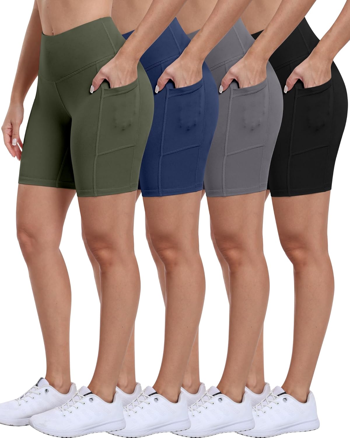 Thumbnail 6 de ATHVOTAR Biker Shorts Women with Pockets - High Waisted 3/5/8 Inches for Workout