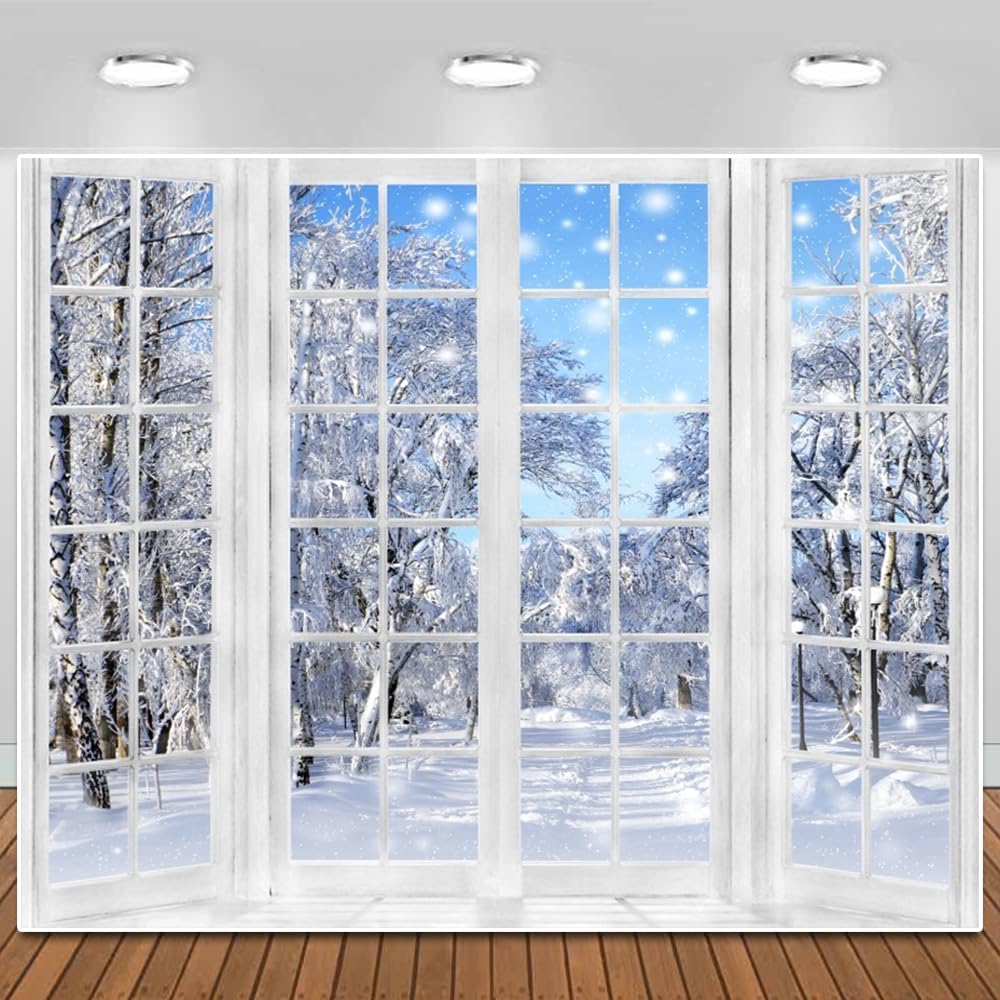 Detalle de ChloropLastid Winter Snowy Photo Backdrop, Christmas Scene, 7x5FT