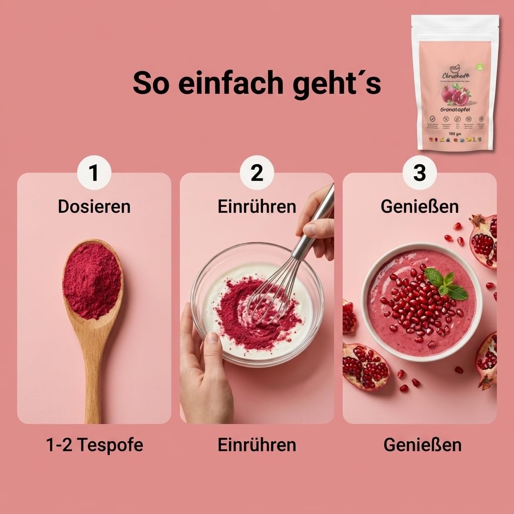 Thumbnail 4 de Ckrushed Granatapfel Pulver 100g – Gefriergetrocknetes Granatapfelpulver, vegan, ohne Zusätze