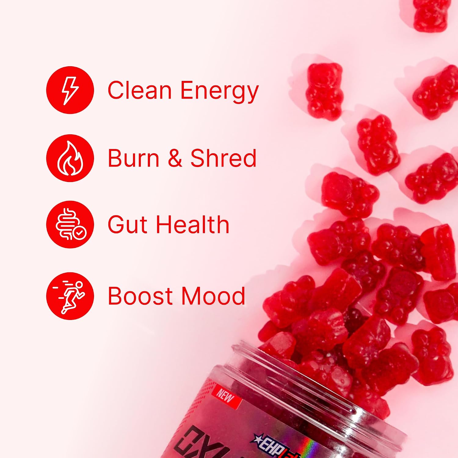 Thumbnail 6 de EHP Labs OxyShred Pre-Workout Energy Gummies, Strawberry, 100mg Caffeine