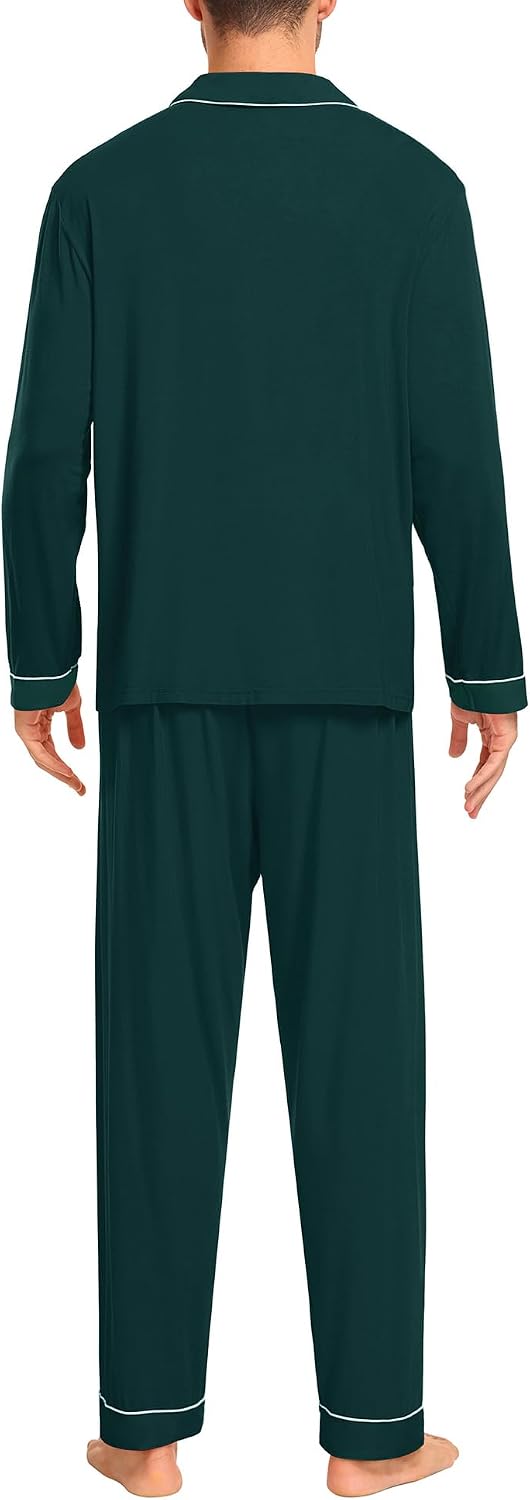 Thumbnail 6 de SWOMOG Men's Modal Pajama Set with Button-Down Top and Pocketed Pants