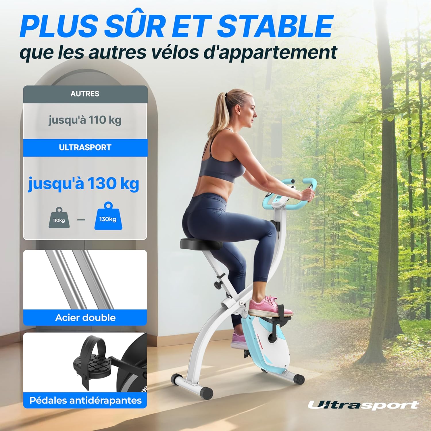Thumbnail 2 de Ultrasport F-Bike Vélo d’Appartement Pliable 130 kg