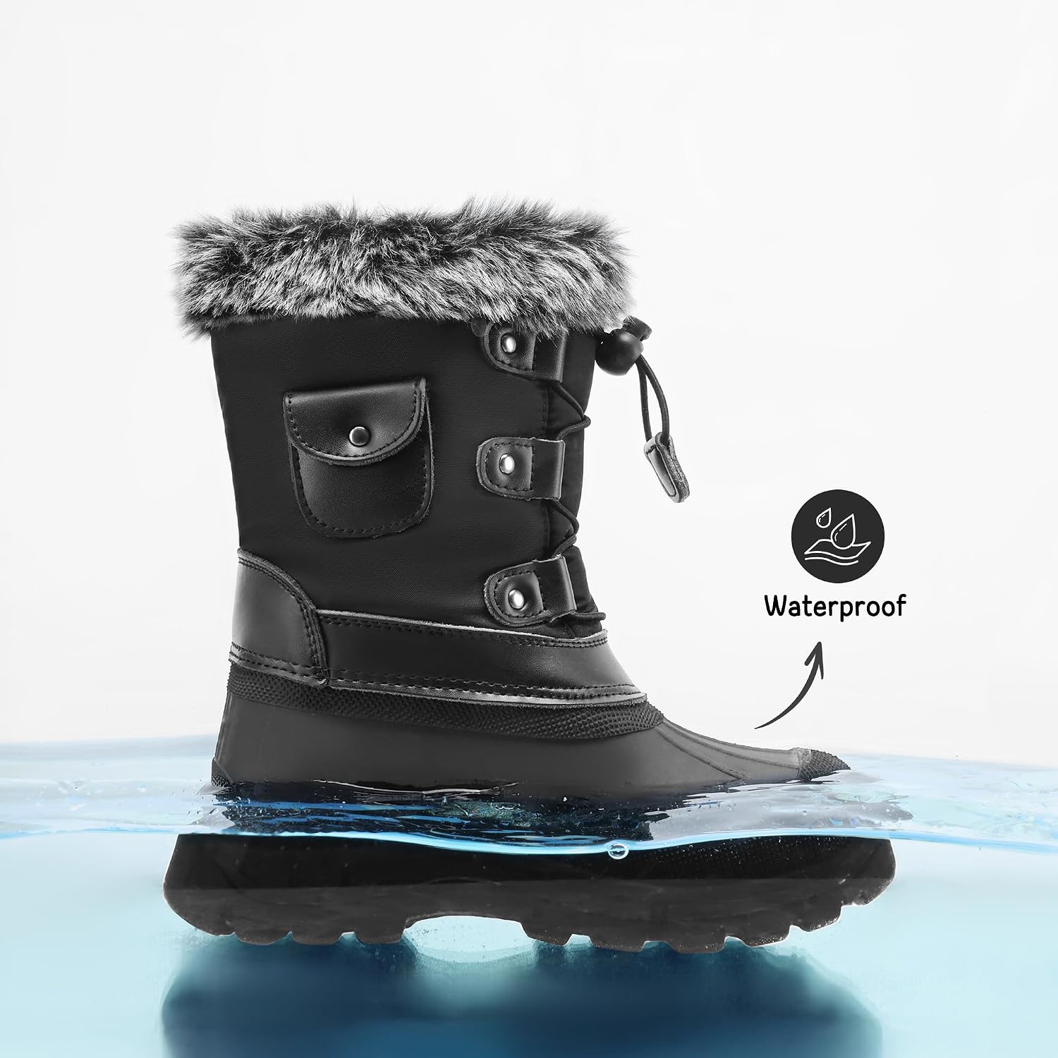 Detalle 2 de DREAM PAIRS Girls' Winter Boots, Faux Fur Lining