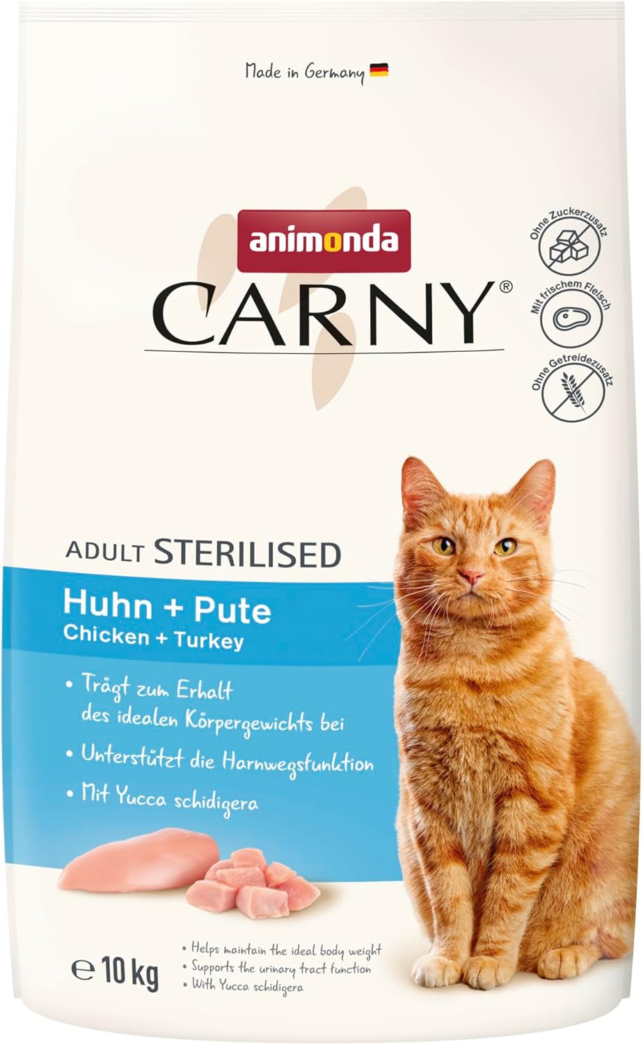 Detalle de animonda Carny Katzen Trockenfutter Huhn + Pute – 10 kg für sterilisierte Katzen, grain-free & ohne Zucker