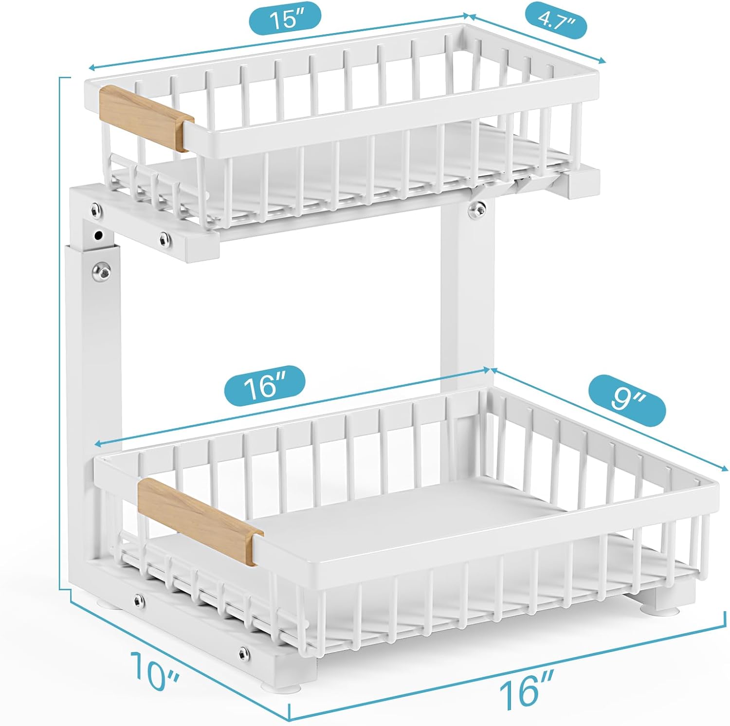 Thumbnail 6 de Jusdyrack 2-Pack Under-Sink Organizers, Adjustable 2-Tier Pull-Out Metal Shelves