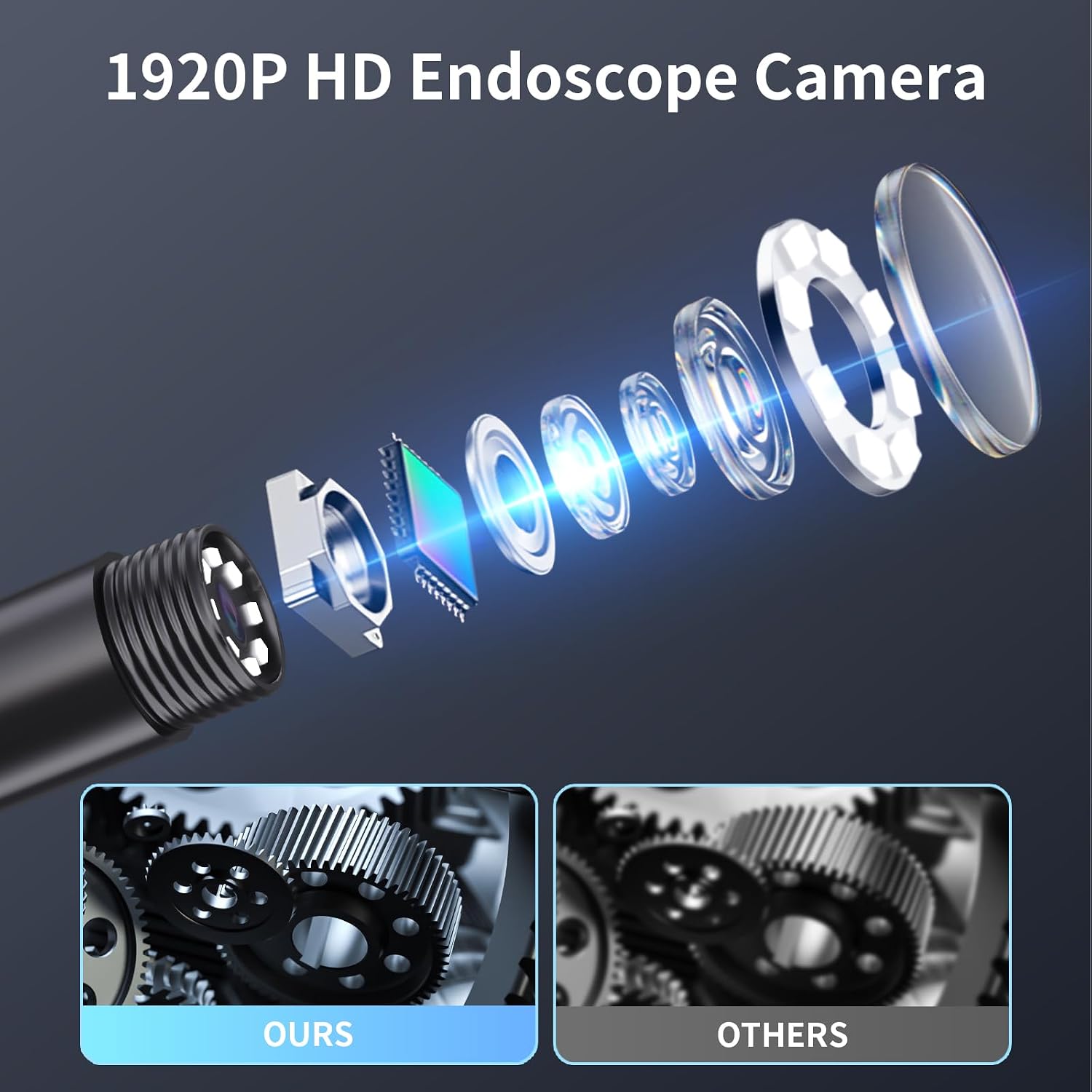 Thumbnail 2 de Hopefox 1920P HD USB Endoscope Camera with 16.4ft Cable and 8 LED Lights