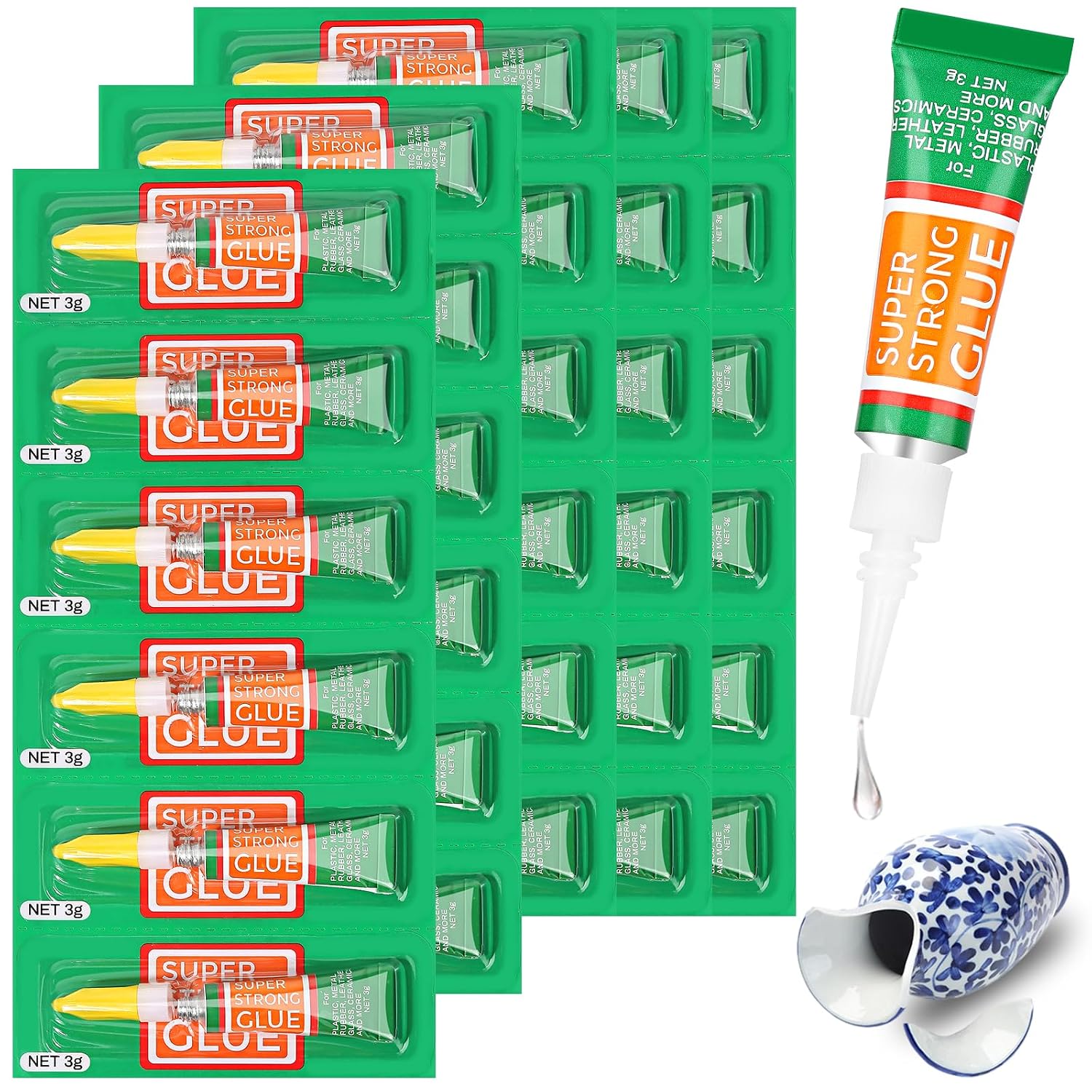 Detalle de Lucomb LB0073 Cyanoacrylate Super Glue, 30 x 3 g Single-Use Tubes