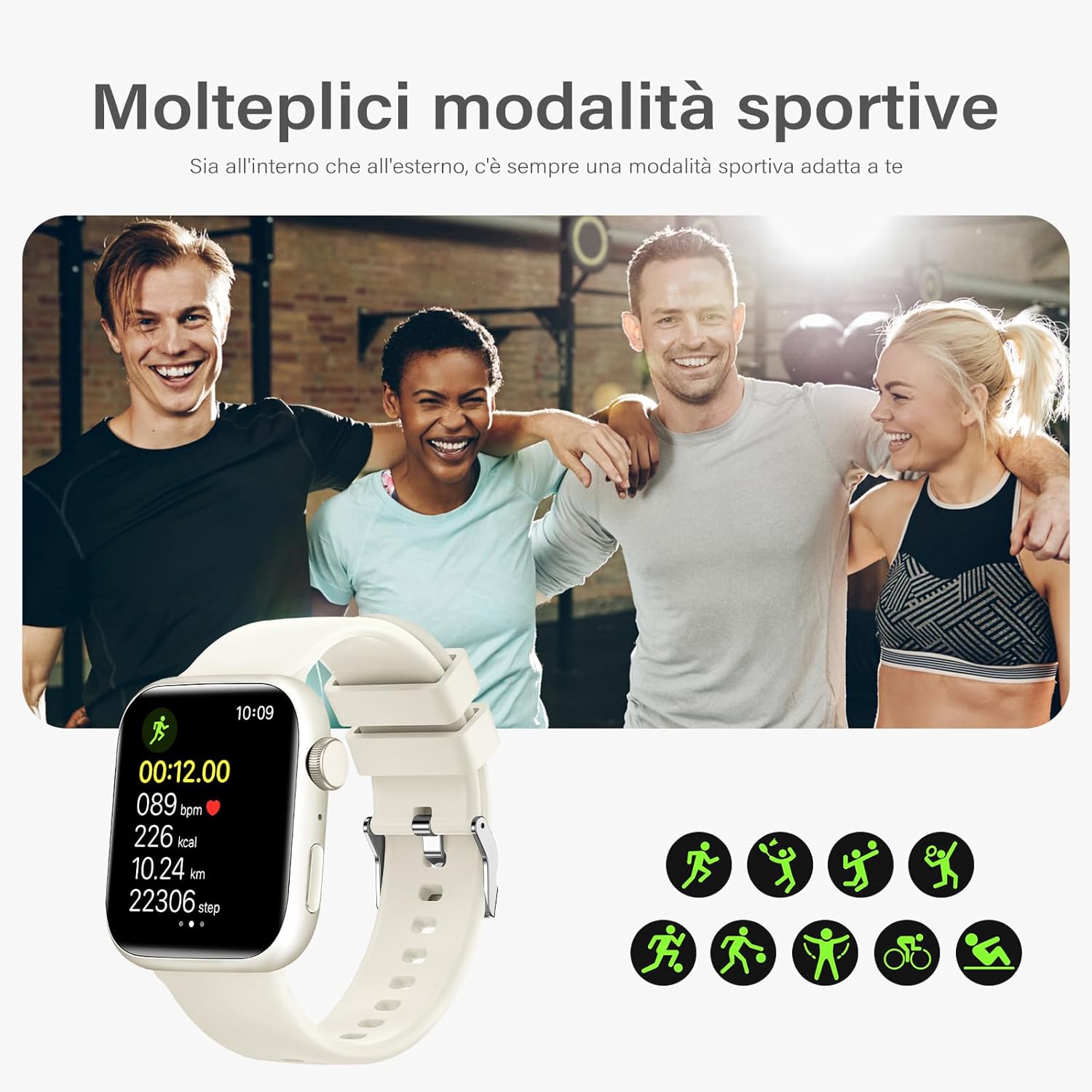 Detalle de zaisia Smartwatch Uomo Donna 1,85'' – Chiamate, Salute e Sport, IP68