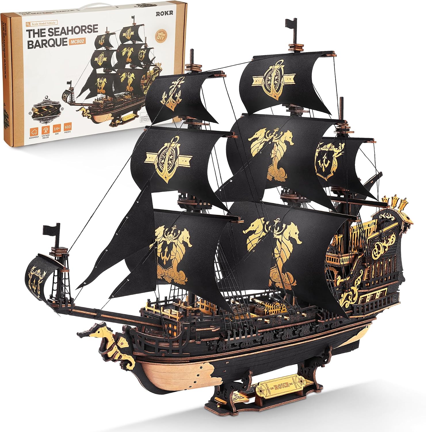 Detalle de ROKR The Seahorse Barque MCB02 1:100 model
