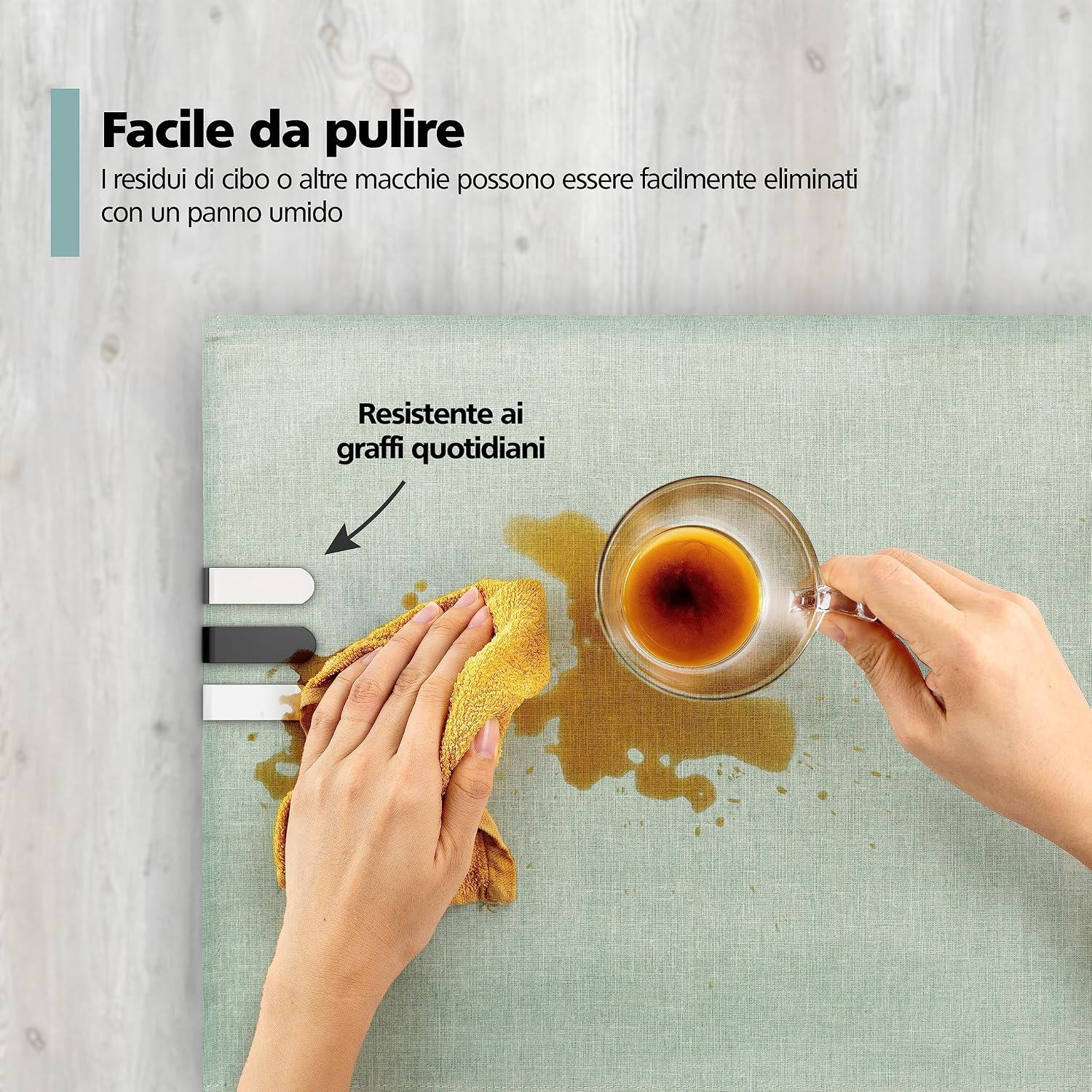 Detalle de virea 8 fermacoperta in acciaio inox argento per tavoli (spessore fino a 3 cm)