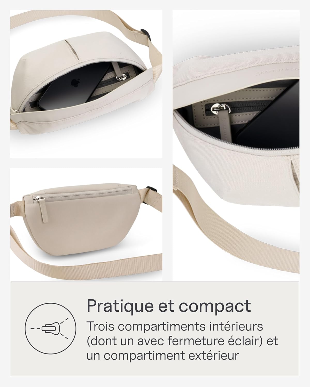 Detalle de Kapten & Son Sveg Sac Banane Sandstone 1 L – Minimaliste, Vegan et Étanche