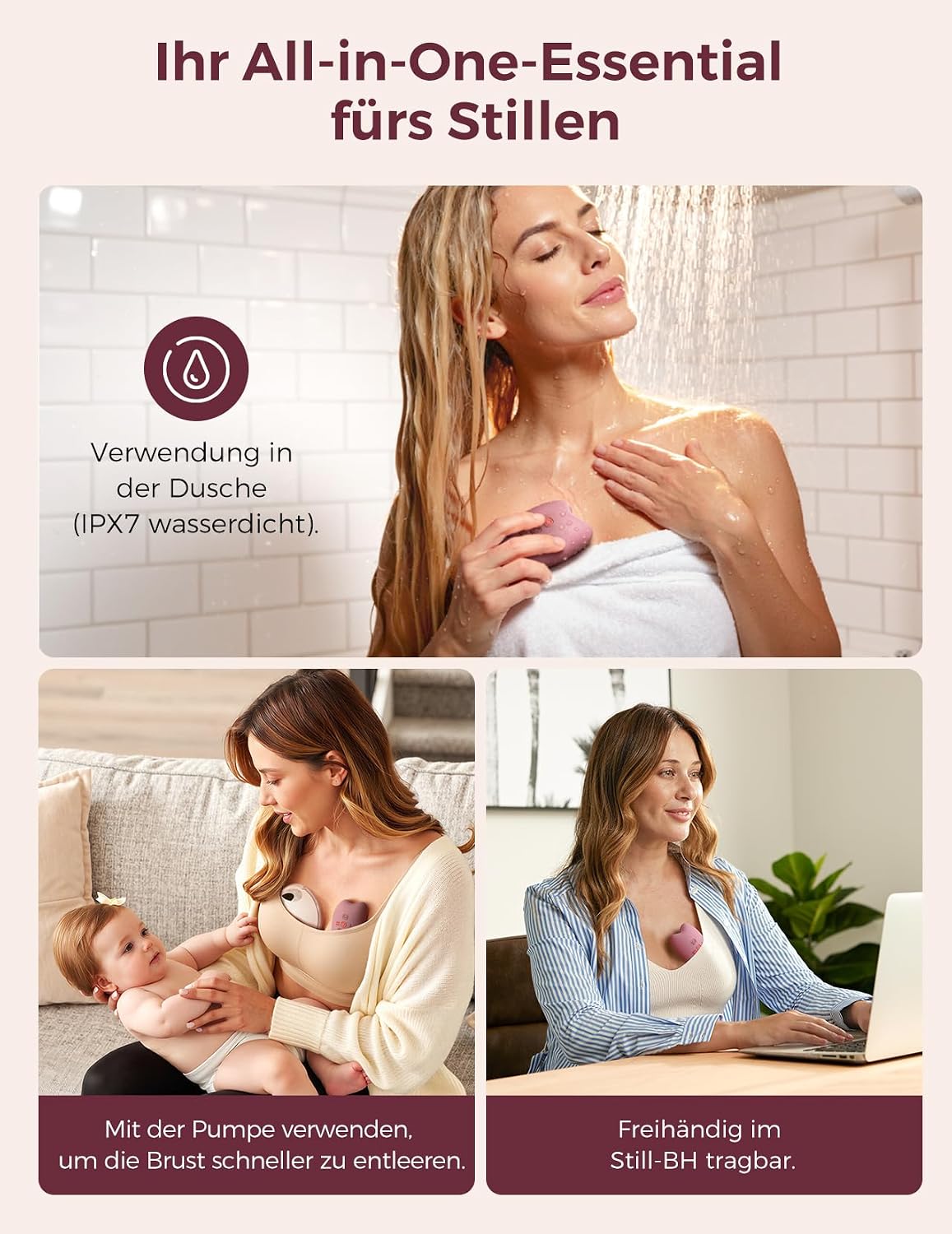 Thumbnail 6 de Momcozy A1Pro Stillmassagegerät – tiefe Wärme, 8 Vibrationsmodi und Memory-Funktion für effizienteres Abpumpen