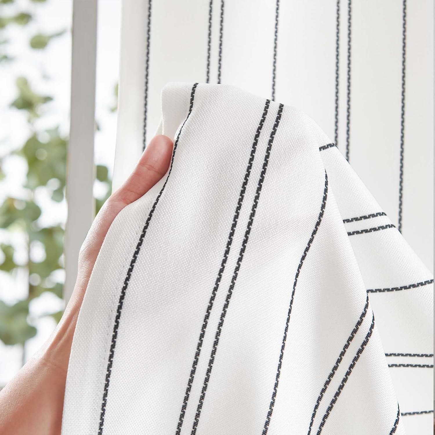 Detalle 2 de jinchan White Grey Striped Curtains 96 in Length 🪟