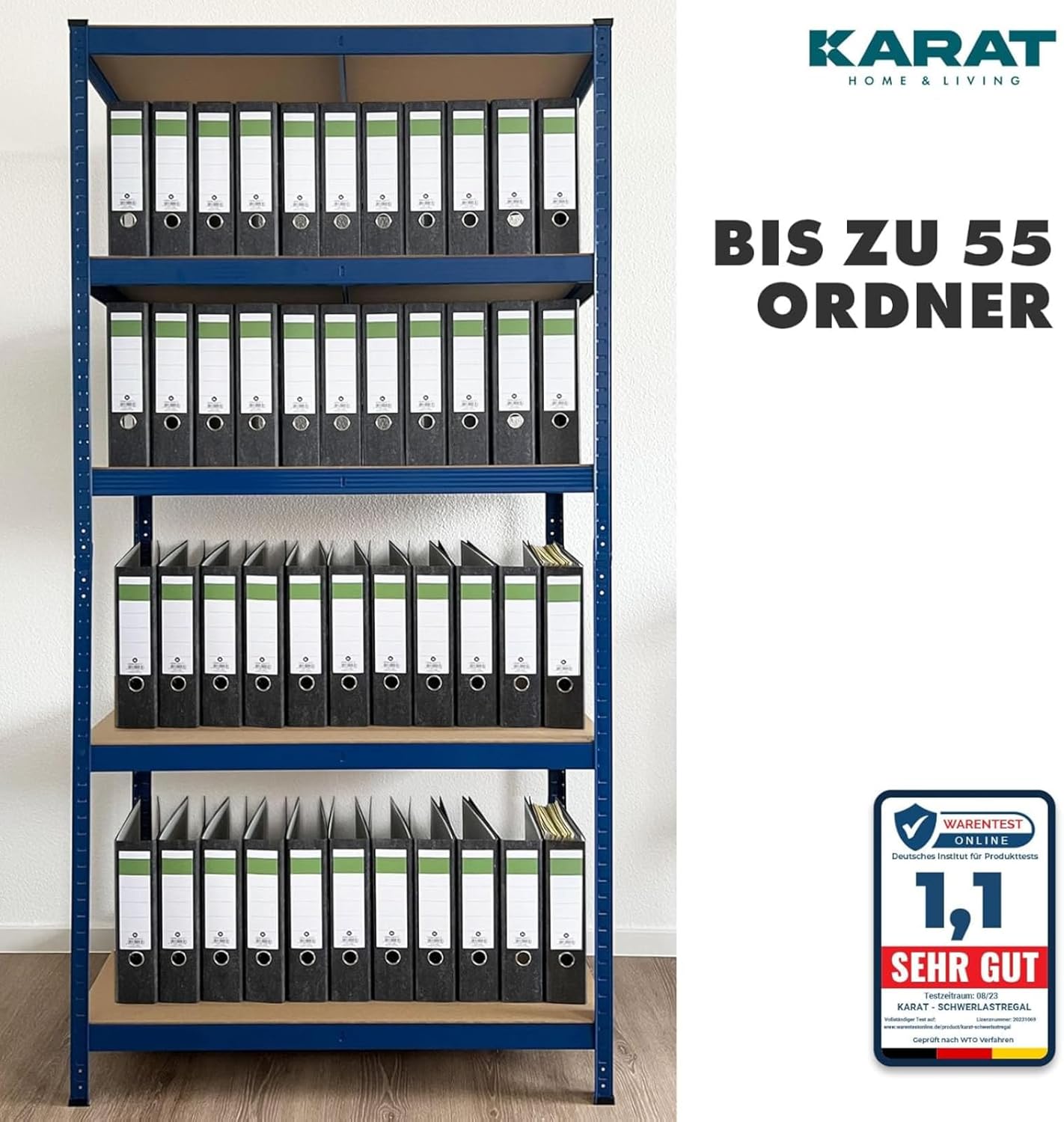 Thumbnail 3 de KARAT Schwerlastregal-Steckregal im 2er-Set (Keller- & Lagerregal) mit 5 verstellbaren Böden, blau