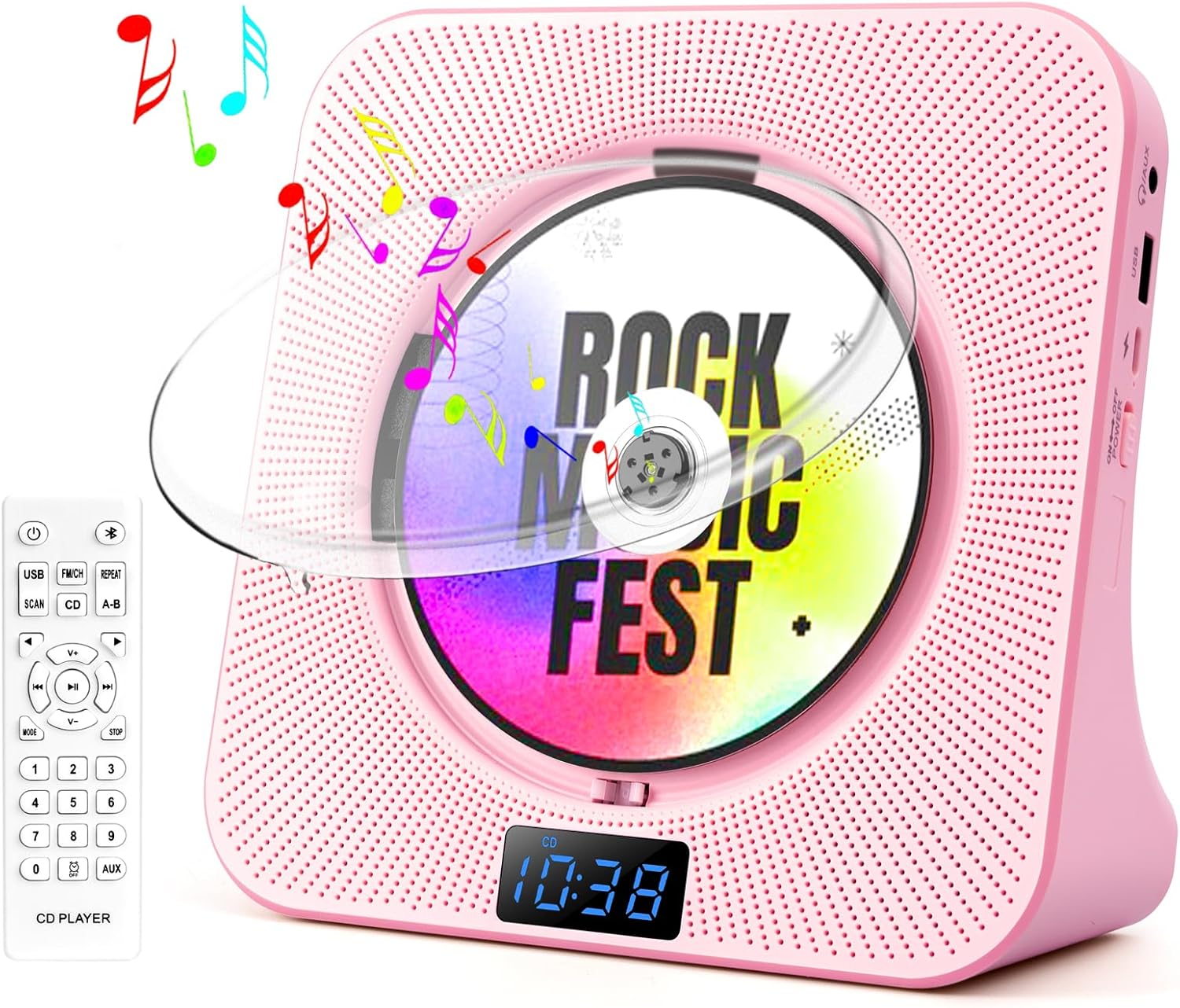 Thumbnail 6 de ROADOM Desktop CD Player with Speakers (Bluetooth, FM Radio, USB, AUX) + Remote
