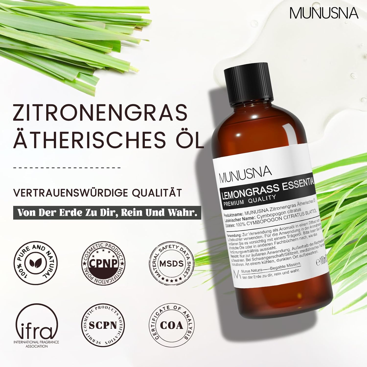 Thumbnail 6 de MUNUSNA Zitronengrasöl (100 ml) – ätherisches Öl für Diffusor, Duftlampe & Anwendungen