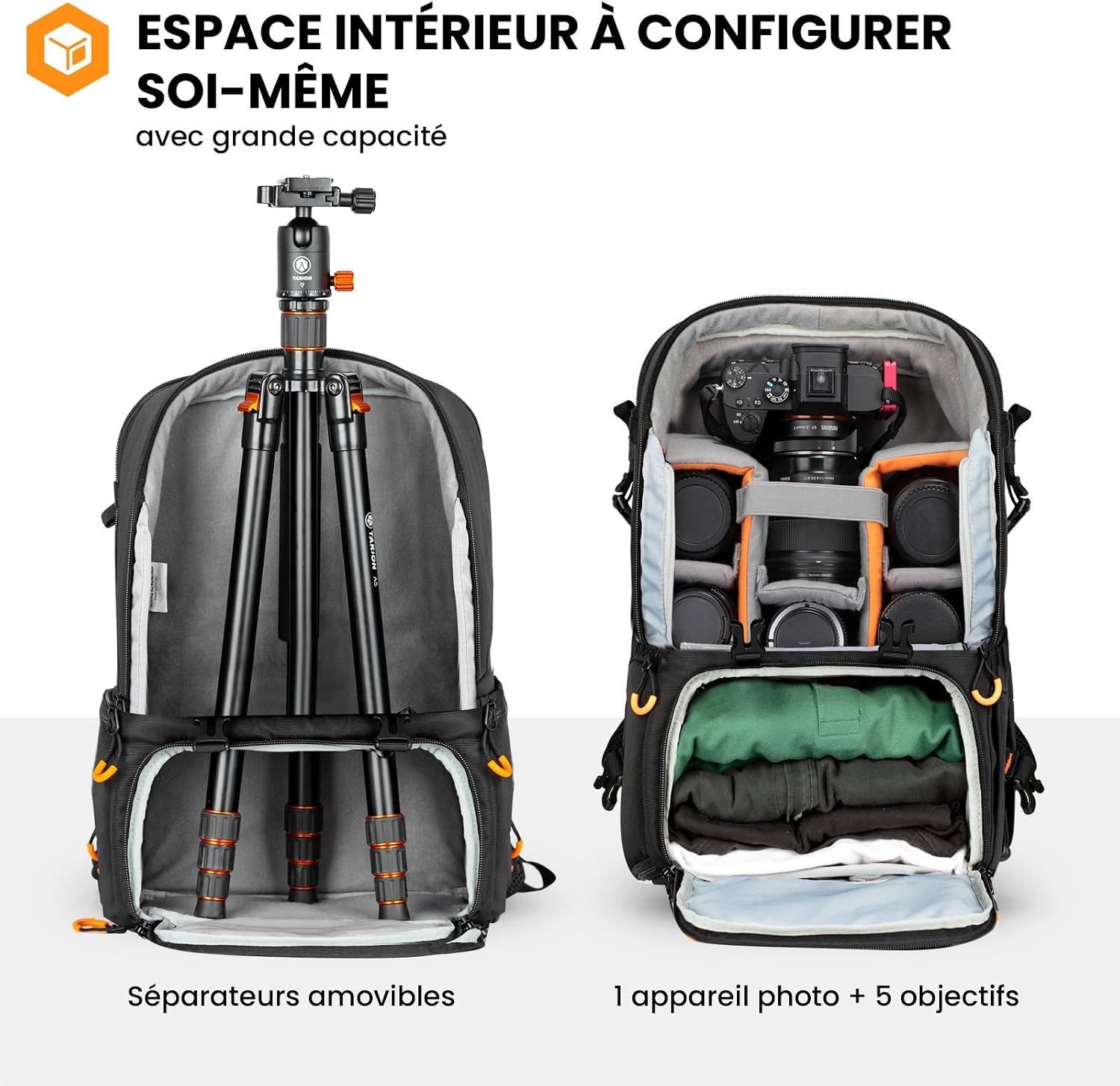 Detalle de TARION Sac à Dos pour Appareil Photo 15L (PBL) – Système modulable avec housse imperméable et compartiment ordinateur 15,6