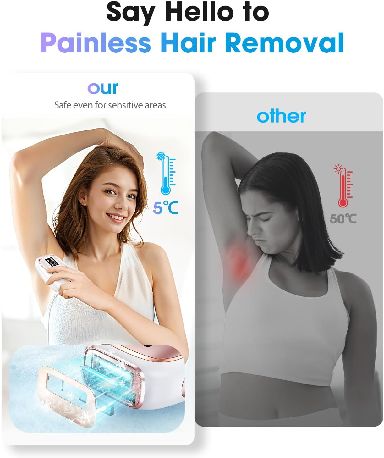 Thumbnail 1 de Haarlosy IPL Laser Hair Removal Device with Ice Cooling (999,900 flashes) for Face, Bikini Line & All Body