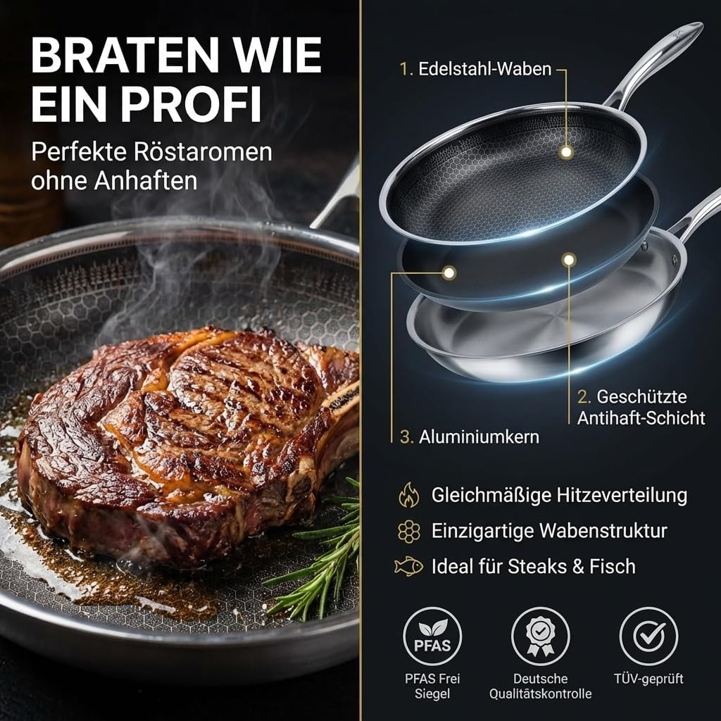 Detalle 2 de FIXLINE Black Forest Bratpfanne 28cm Antihaft
